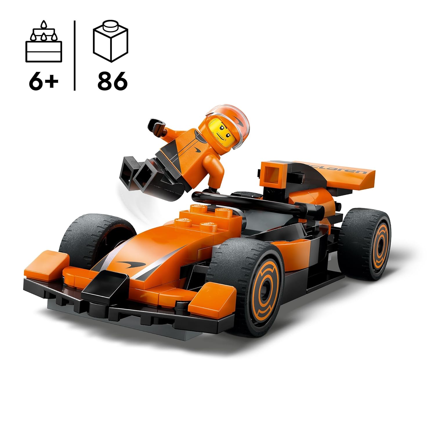LEGO City F1 Driver with McLaren Race Car Mini Vehicle Toy Playset 60442 Building Blocks Toys for 6+ Gift for Boys and Girls