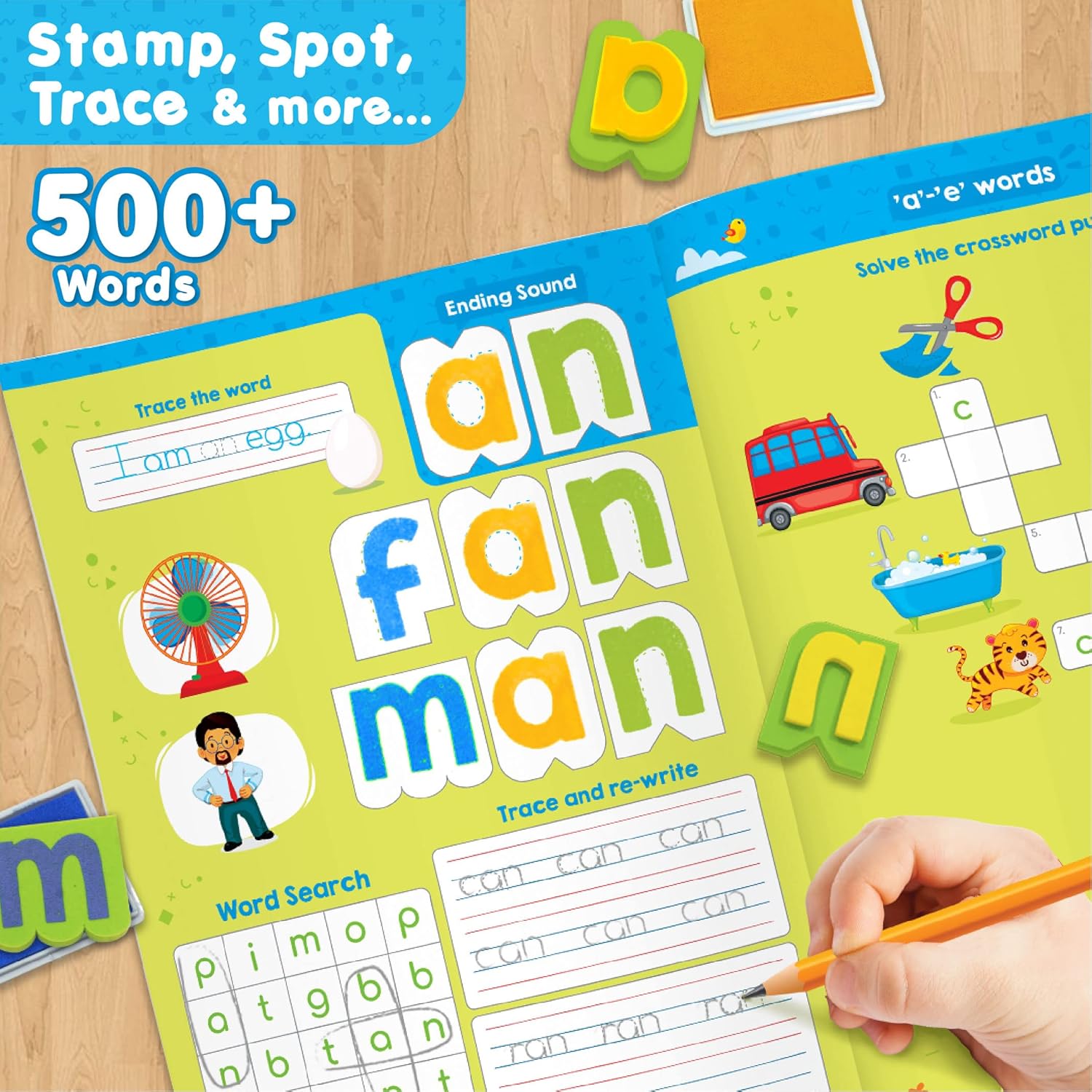 Imagimake Learn To Spell - Preschool Learning Activities - Includes Sight Words, CVC Letters, Phonics Books For Beginners - Educational Toys for Kids