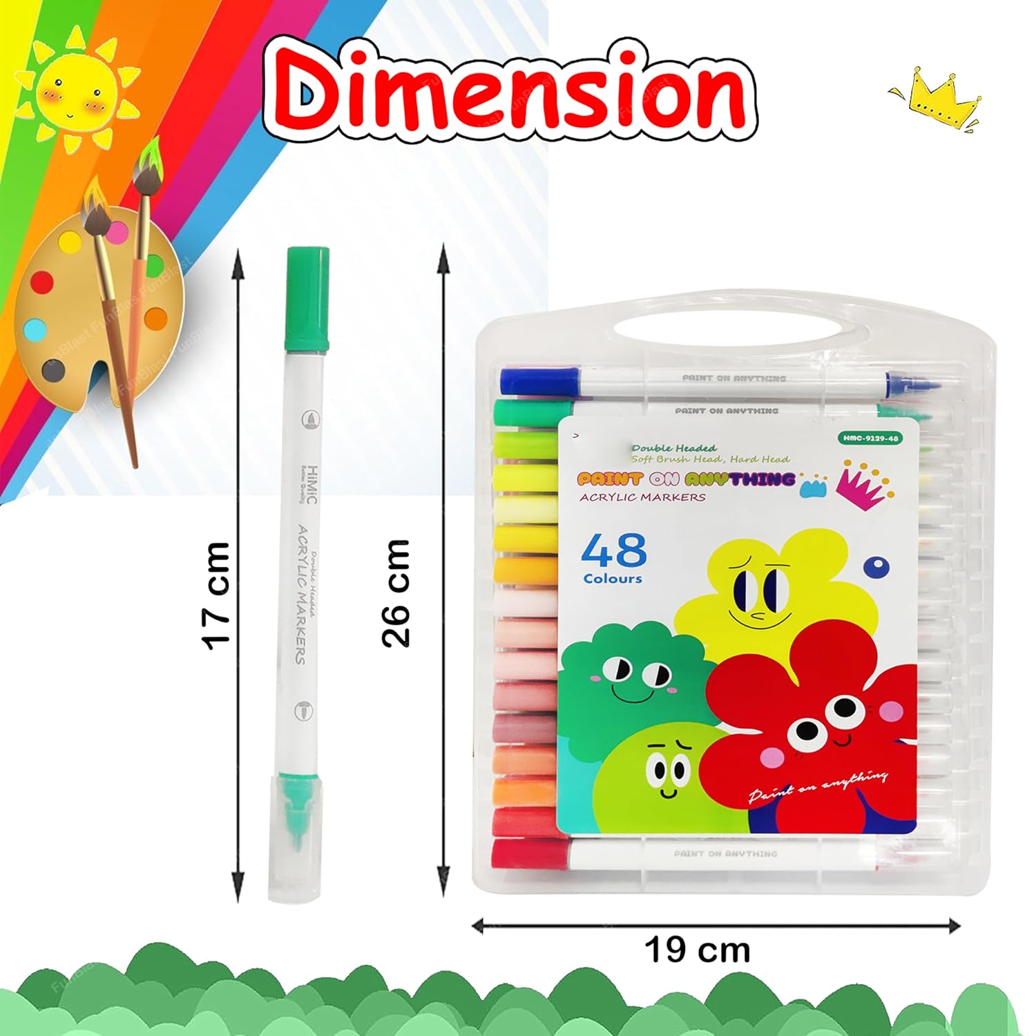 Double-Head Acrylic Marker Pens, Water-Based Non-Toxic Ink, Quick Drying Colorful Highlighter Pens for Multipurpose, Stationery Items for Kids - 48 Shades