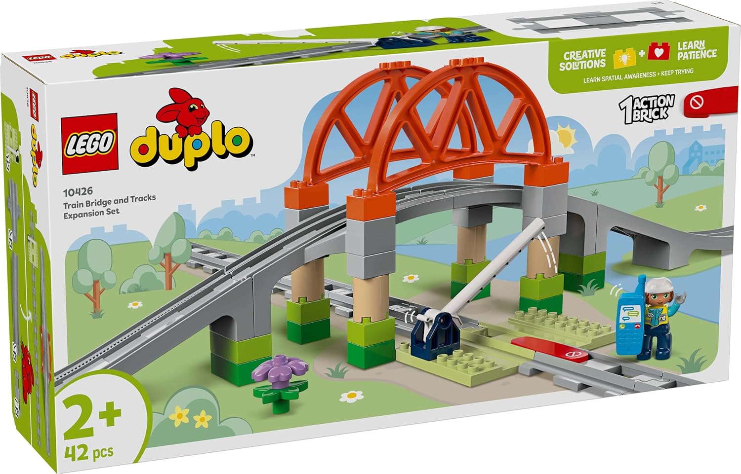 LEGO DUPLO Town Train Bridge and Tracks Expansion Set 10426 Building Blocks Toys for Kids