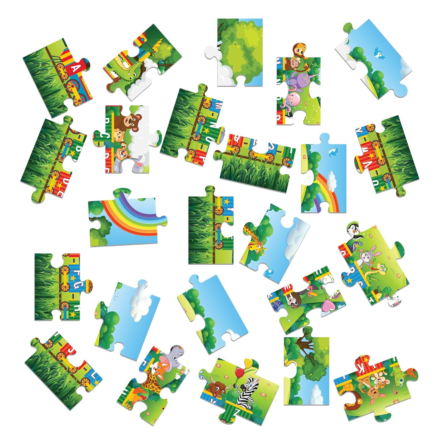 FLO Toys 6 Feet Alphabet Floor Puzzle for Kids | 24 Jumbo Pieces | Train Theme ABC Learning Toy for Toddlers & Preschoolers | Educational Montessori Puzzle for Boys & Girls Ages 2-5