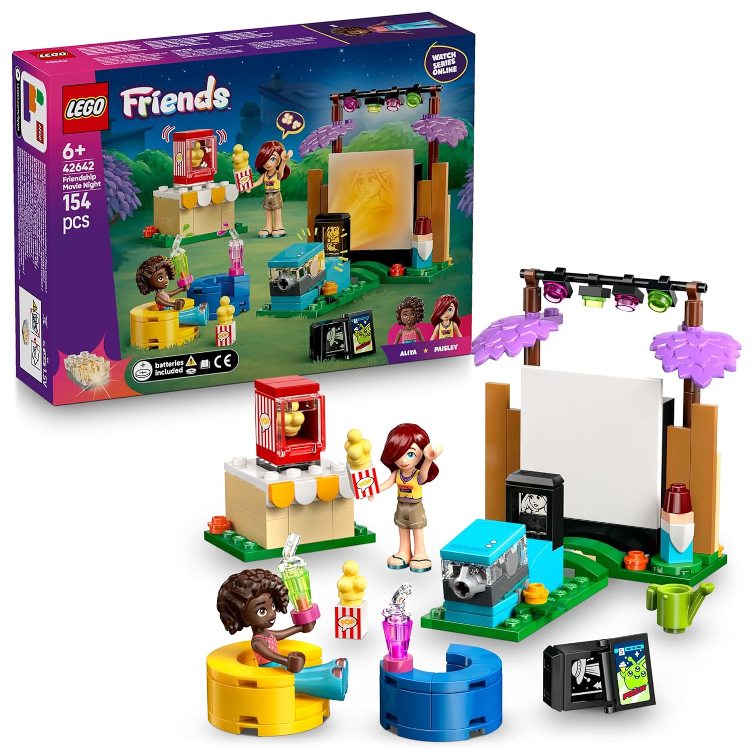 LEGO Friends Friendship Movie Night Pretend-Play Toy Building Kit 42642 Building Blocks Toys for 6+ Gift for Boys and Girls