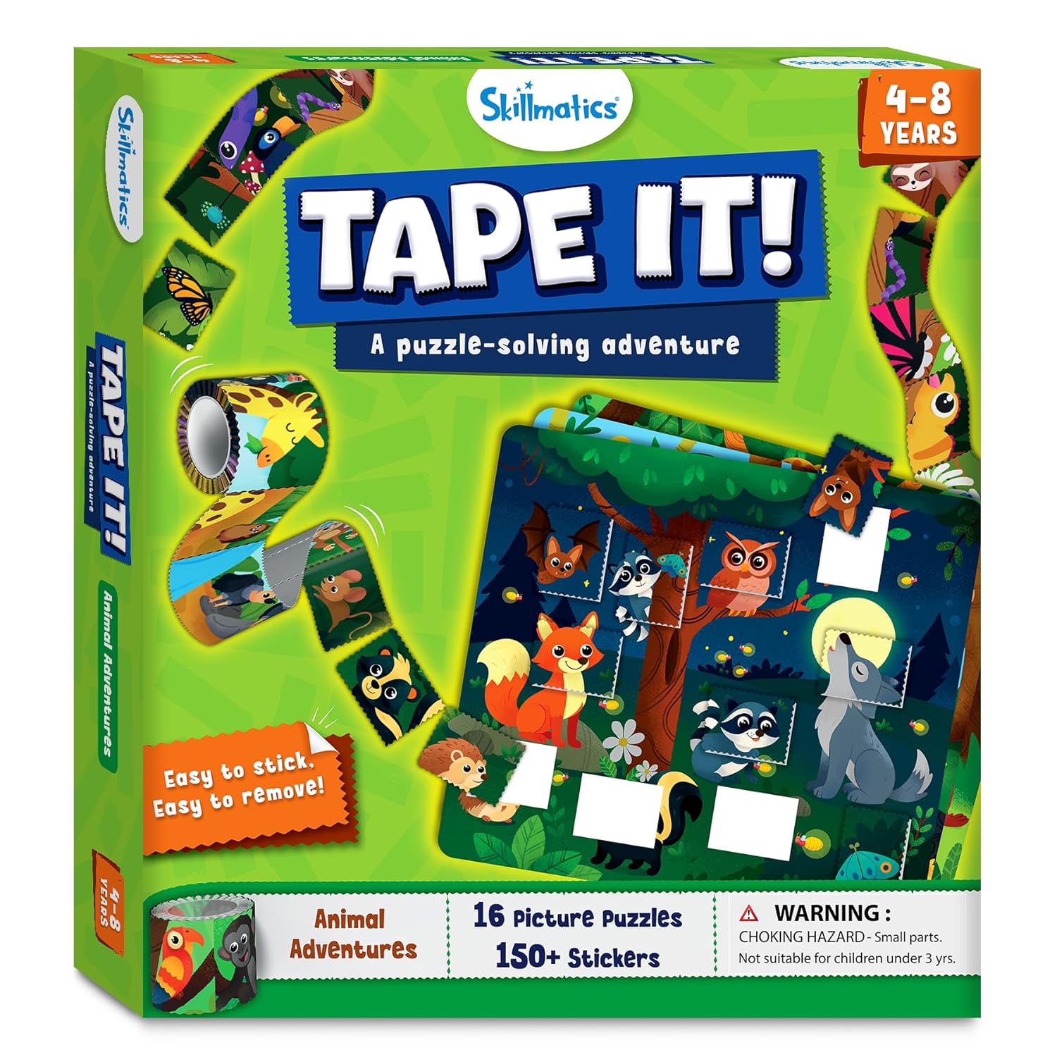 Skillmatics Tape It: Animal Adventures | Sticker Puzzle Activity (Ages 4-8)