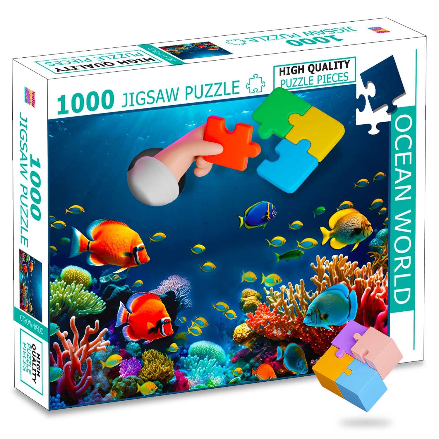 Ocean World Jigsaw Puzzles 1000 Piece for Kids and Children's – Educational Challenging World Map Learning, Gifts, Fun and Creative Game - 1000 Pcs Puzzle