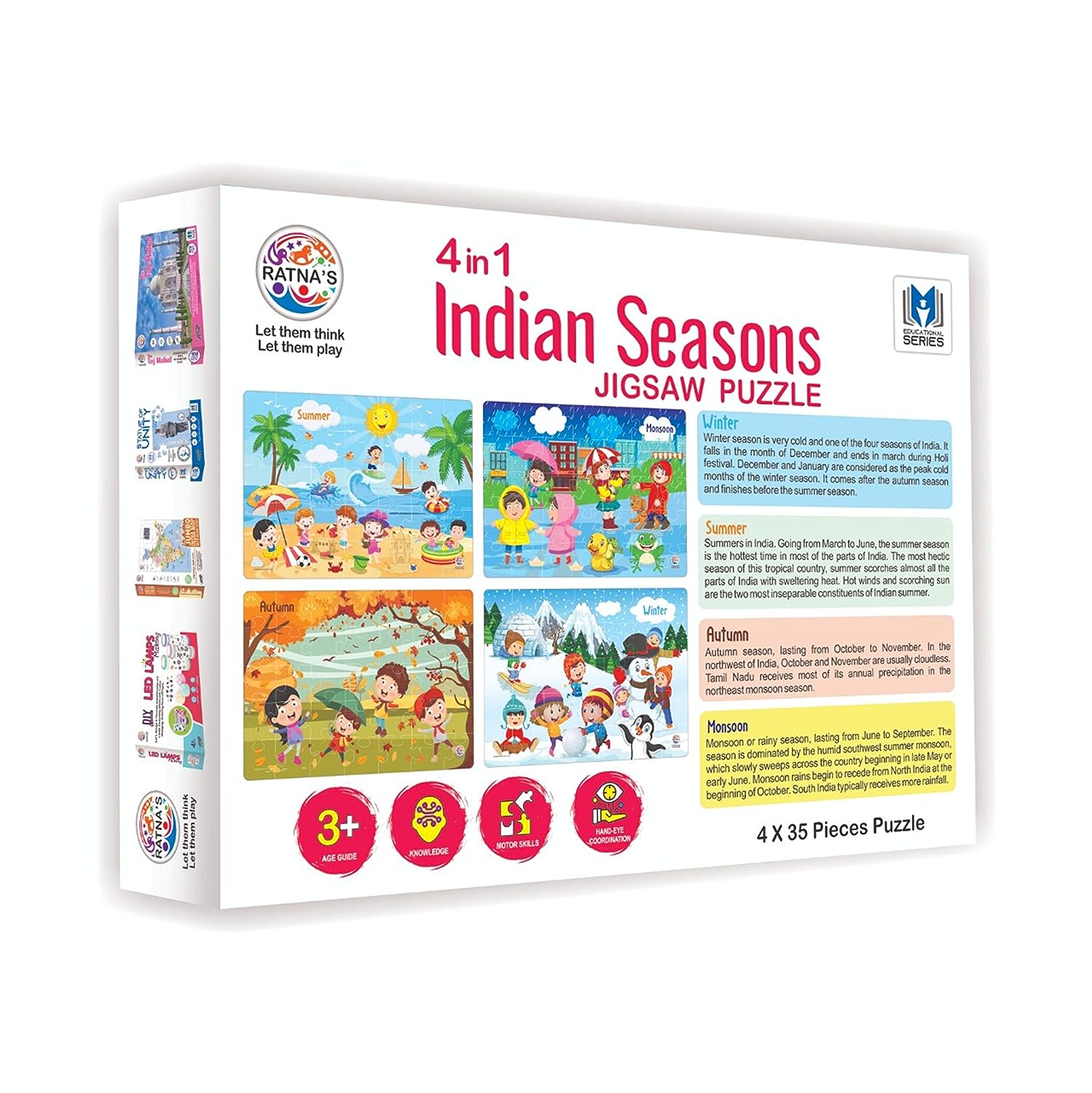 Ratna's 4 in 1 Indian Seasons Jigsaw Puzzle Mutlicolour For Kids