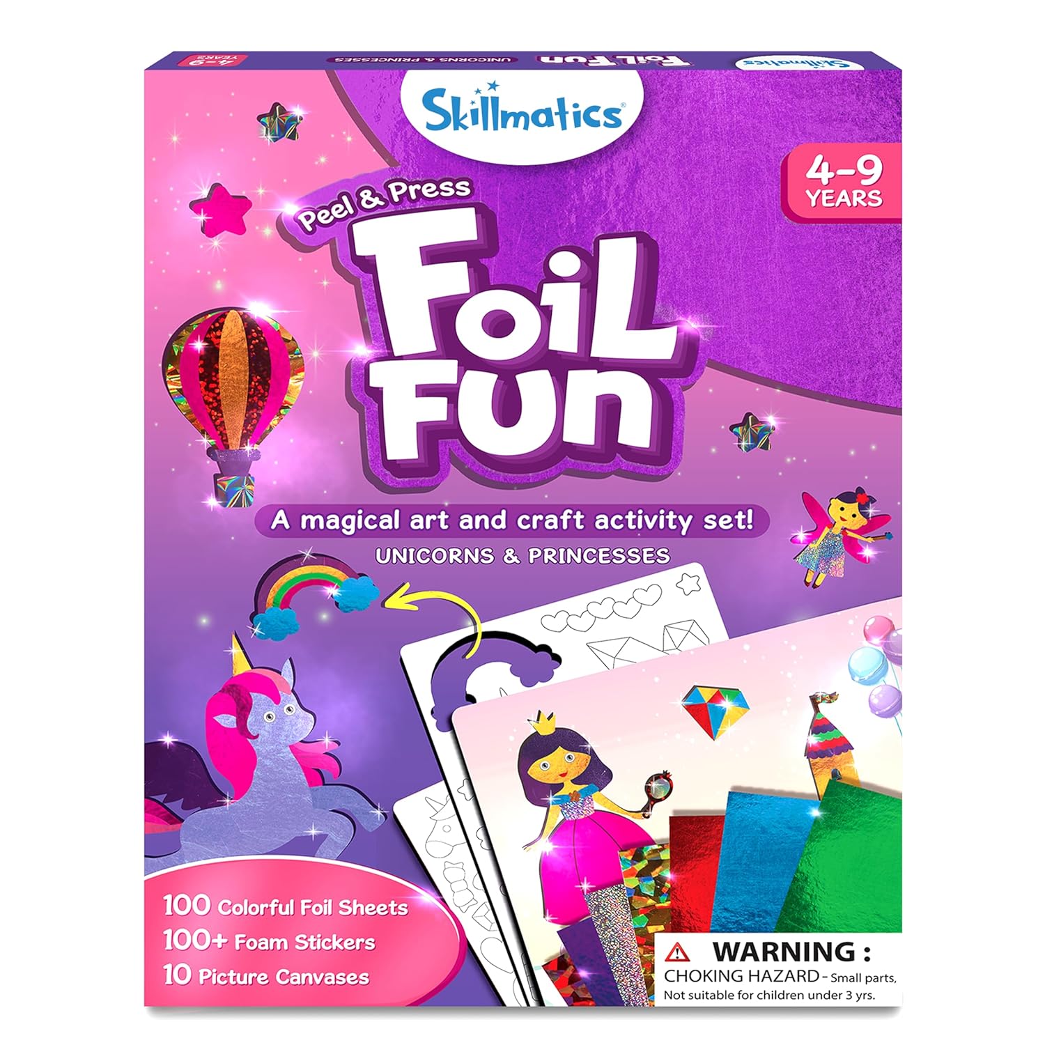 Skillmatics Foil Fun: Unicorns & Princesses Art Kit - No Mess, Creative Crafts for Kids, DIY Activity Set, Ideal Gifts for Ages 4-9, Travel-Friendly