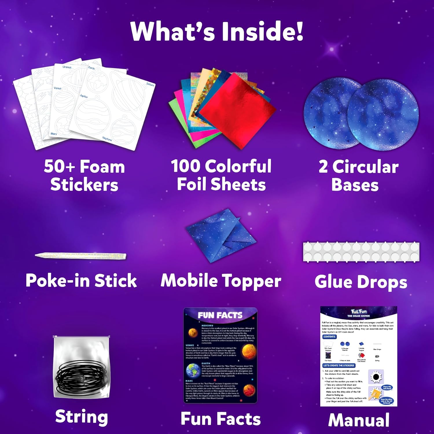 Skillmatics Foil Fun Solar System - Space Art & Craft Kit for Kids, Mess-Free Fun, Creative Activity, DIY Decor, Gifts for Kids