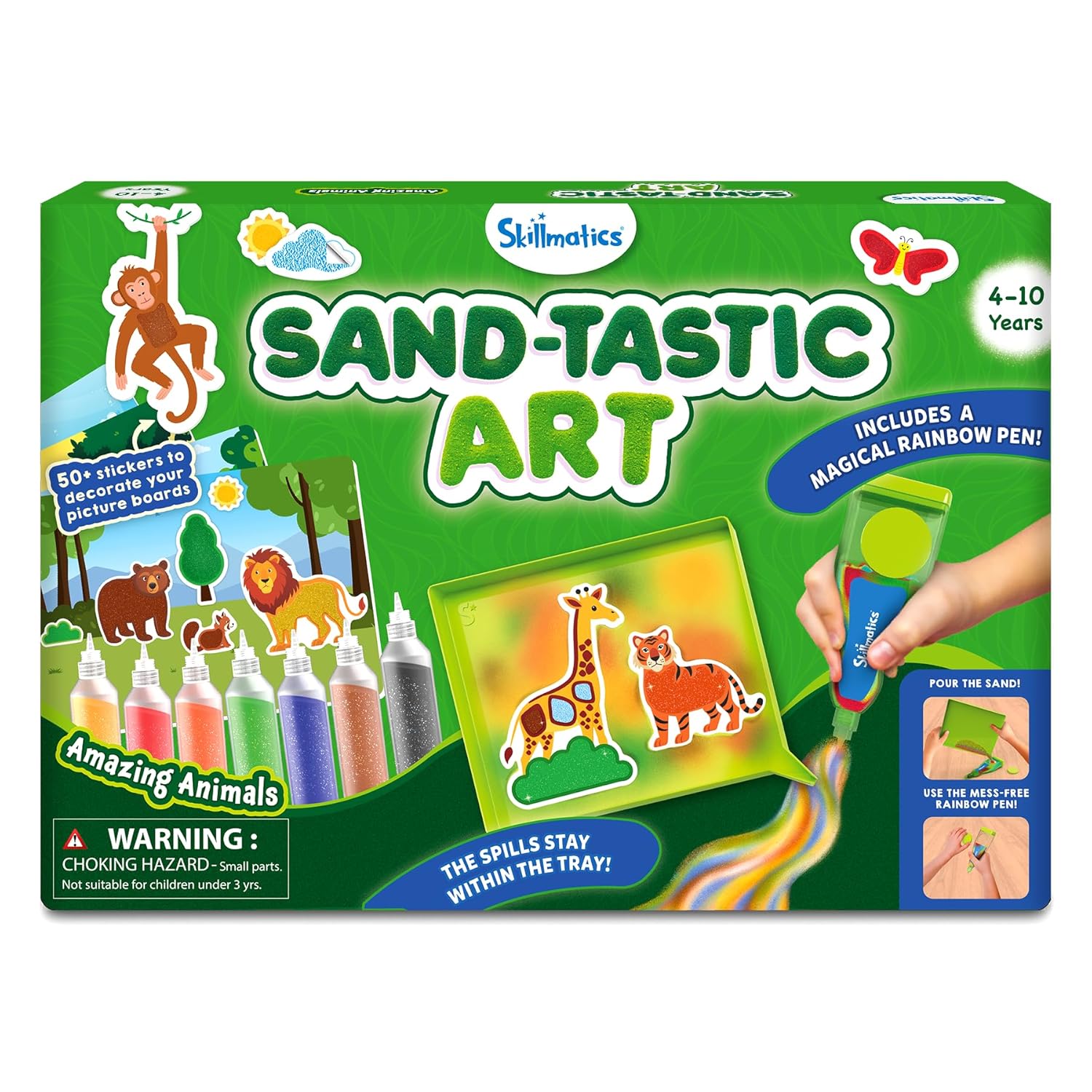 Skillmatics Sand Art Activity - Animals, Create & Stick 50+ Colorful Stickers, Creative Craft Kits & Supplies for Kids, Gifts for Girls & Boys | Multicolor