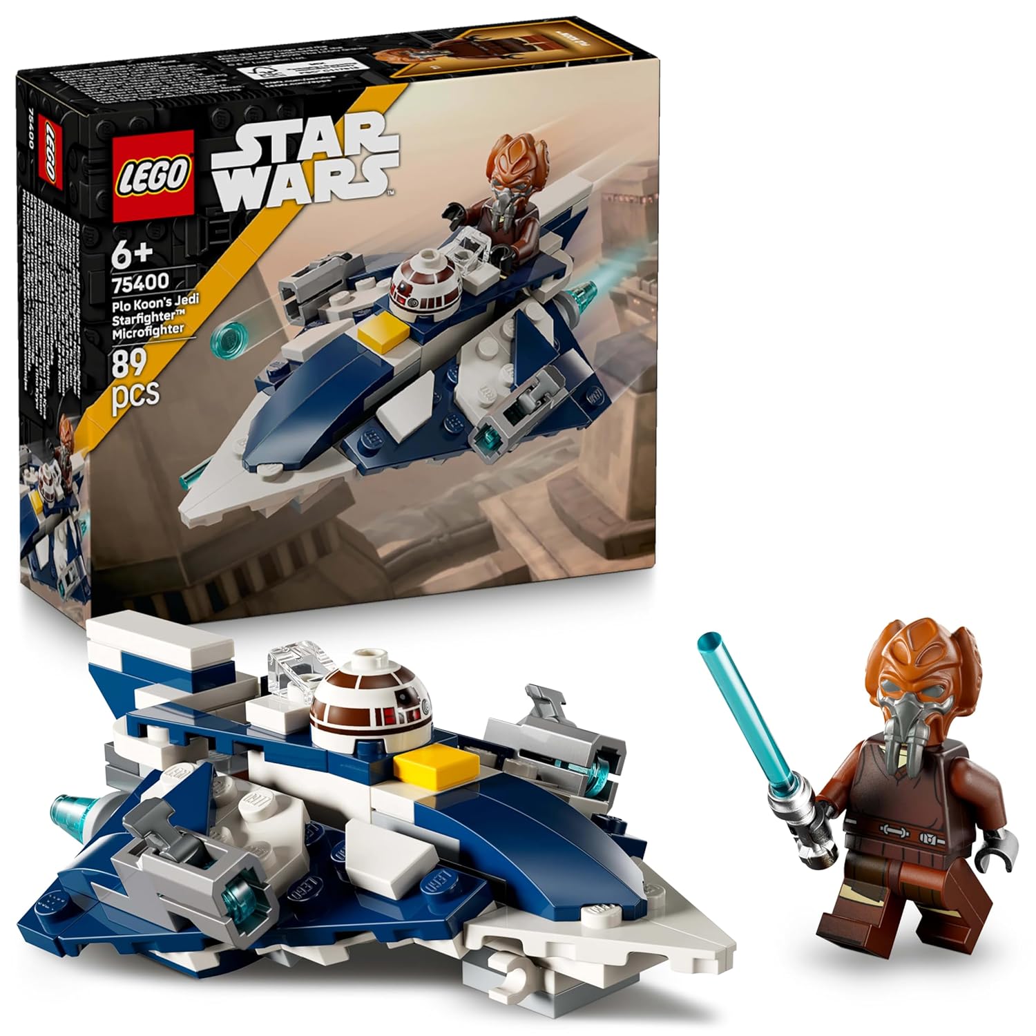 LEGO Star Wars Plo Koon’s Jedi Starfighter Microfighter Building Toy 75400 Building Blocks Toys for 6+ Gift for Boys and Girls