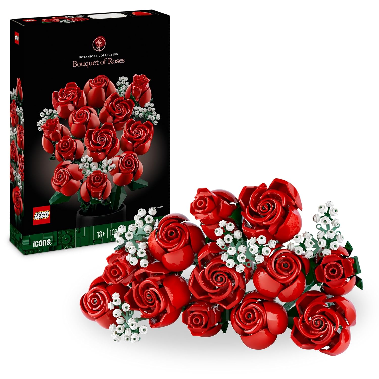 LEGO Botanicals Bouquet Fantasy Building Set of Roses Home Decor Flower Gift for Adults 10328, 822 Pcs