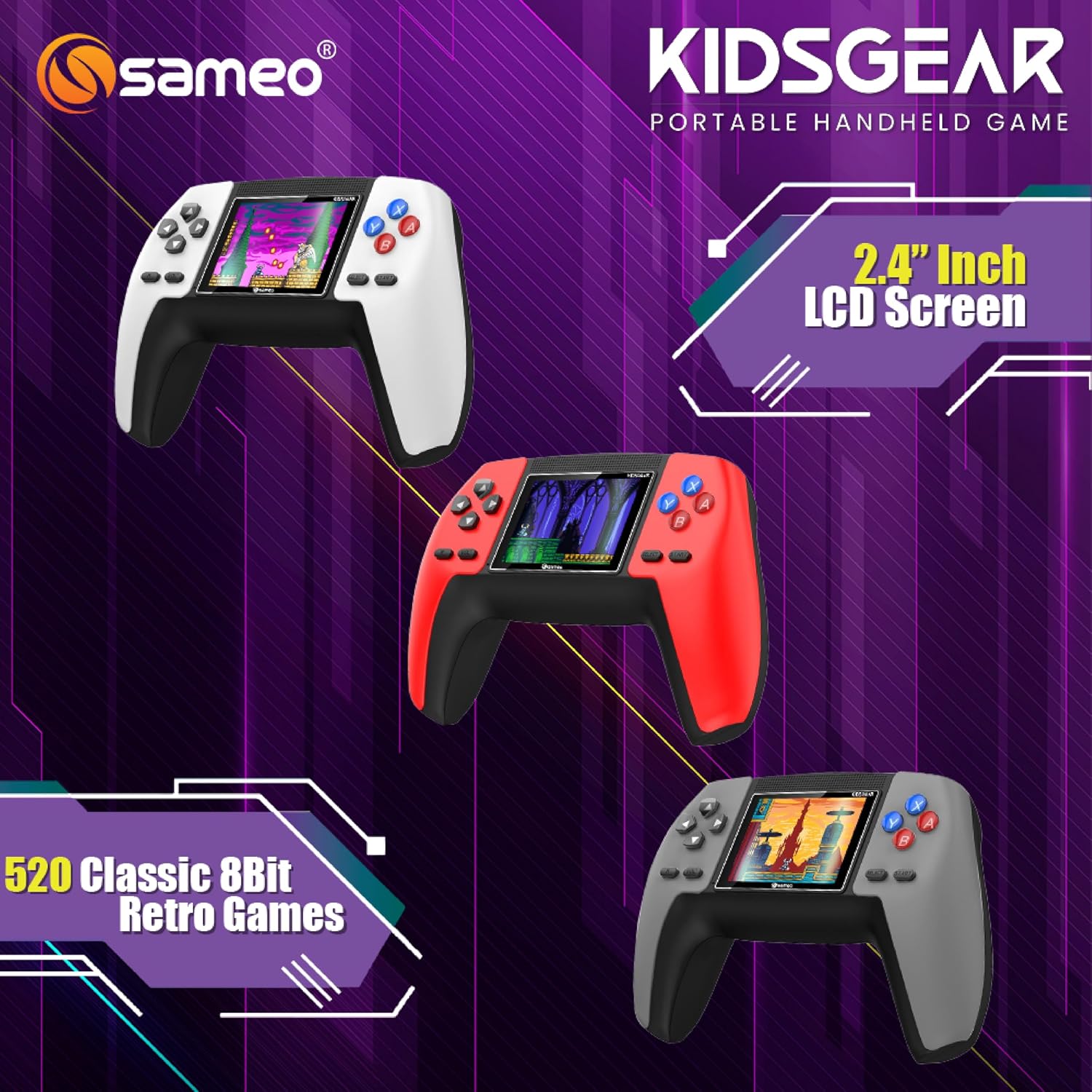 SAMEO KIDSGEAR Controller Shaped Handheld Console Built-in 520 Retro Game