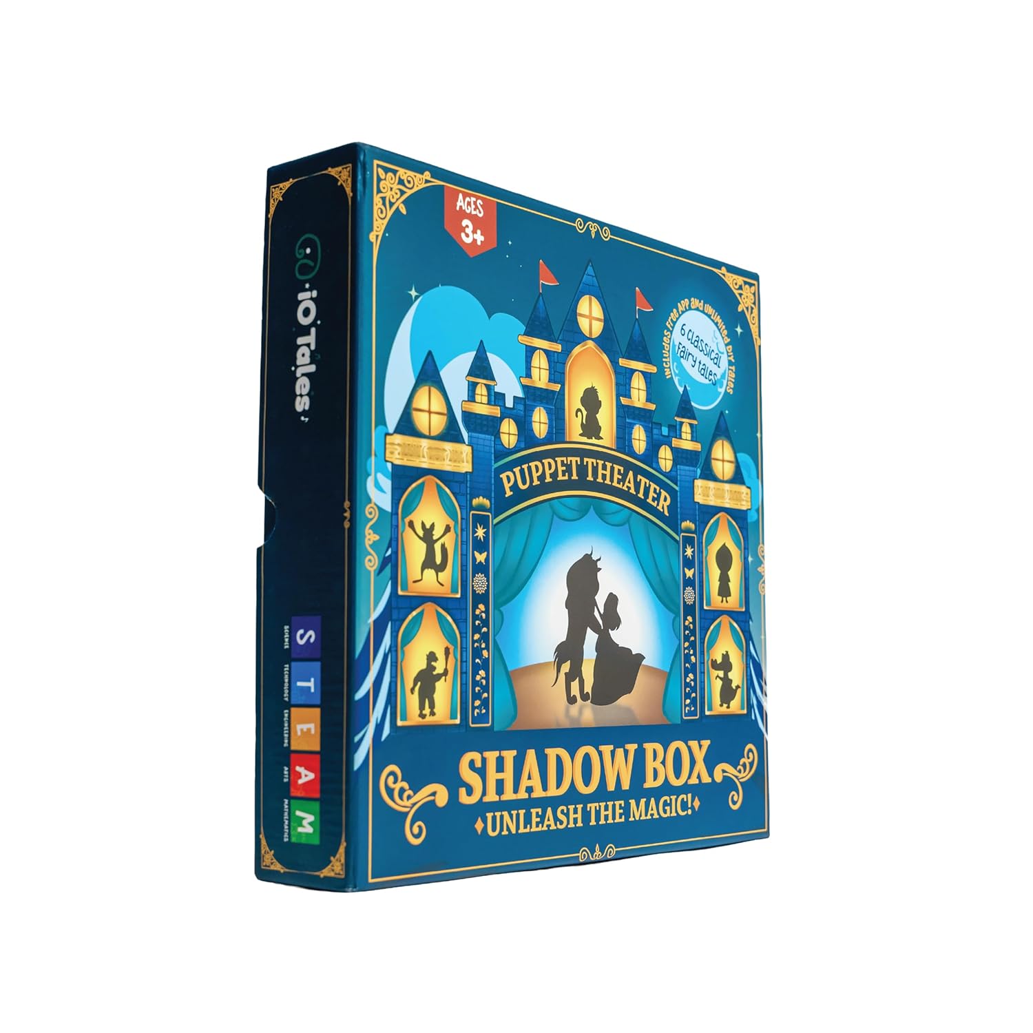 iOTales Shadow Box Fairy Tales – Educational Storytelling & DIY Shadow Puppet Kit for Kids – Classic Fairy Tale Theatre Toy with 30 Puppets | Gifts for Kids