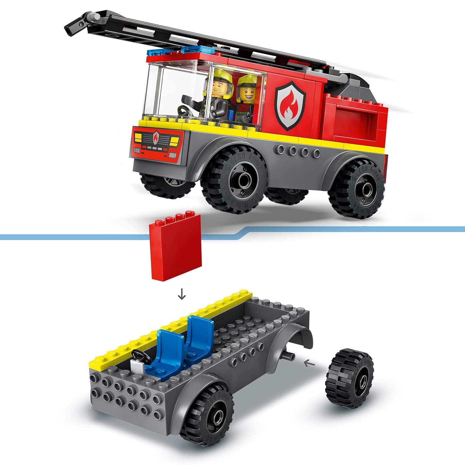 LEGO City Fire Ladder Truck, Firefighter Toy Vehicle Gift for Kids 60463 Building Blocks Toys for 4+ Gift for Boys and Girls