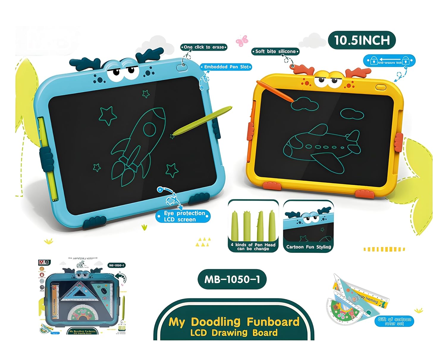 LCD Writing Tablet Kids Toys, 10.5 Inch Doodle Board Drawing Pad Early Educational Learning Toys for Kids, Erasable Electronic Board Gift for kids