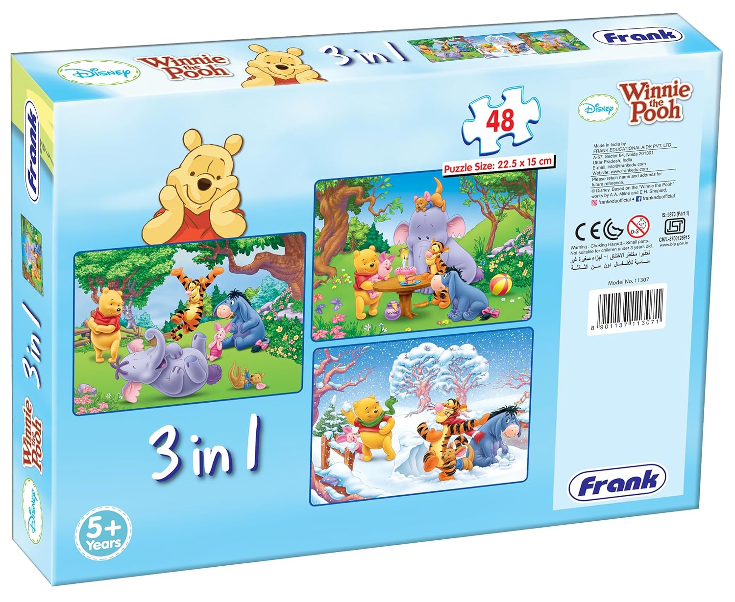 Frank Disney Winnie The Pooh (48 Pieces) 3 in 1 Jigsaw Puzzle for Kids - Multicolor