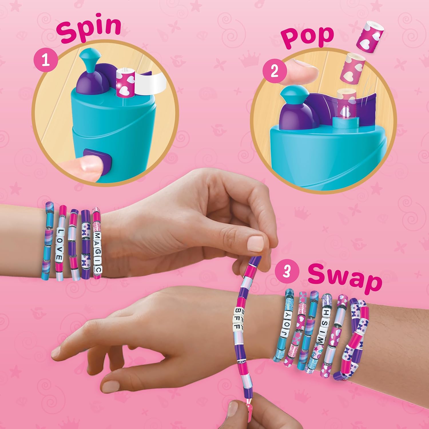 Imagimake Spin n Pop Beads Studio: Bracelets Braids & More| Patented Electric Bracelet Maker| DIY for Kids Ages 8-12| Create 25+ Accessories