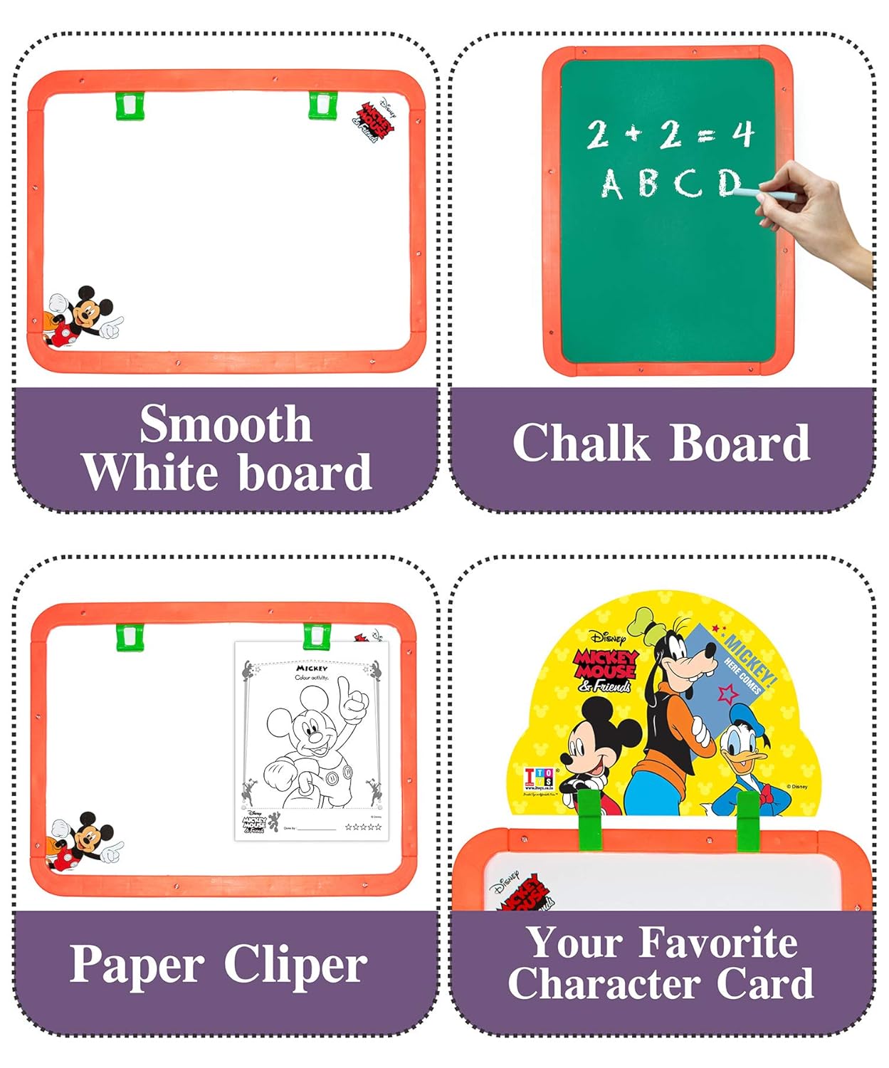 Itoys Disney MICKEY 6 in 1 Multicolor Writing Board for Kids with Activity Sheets