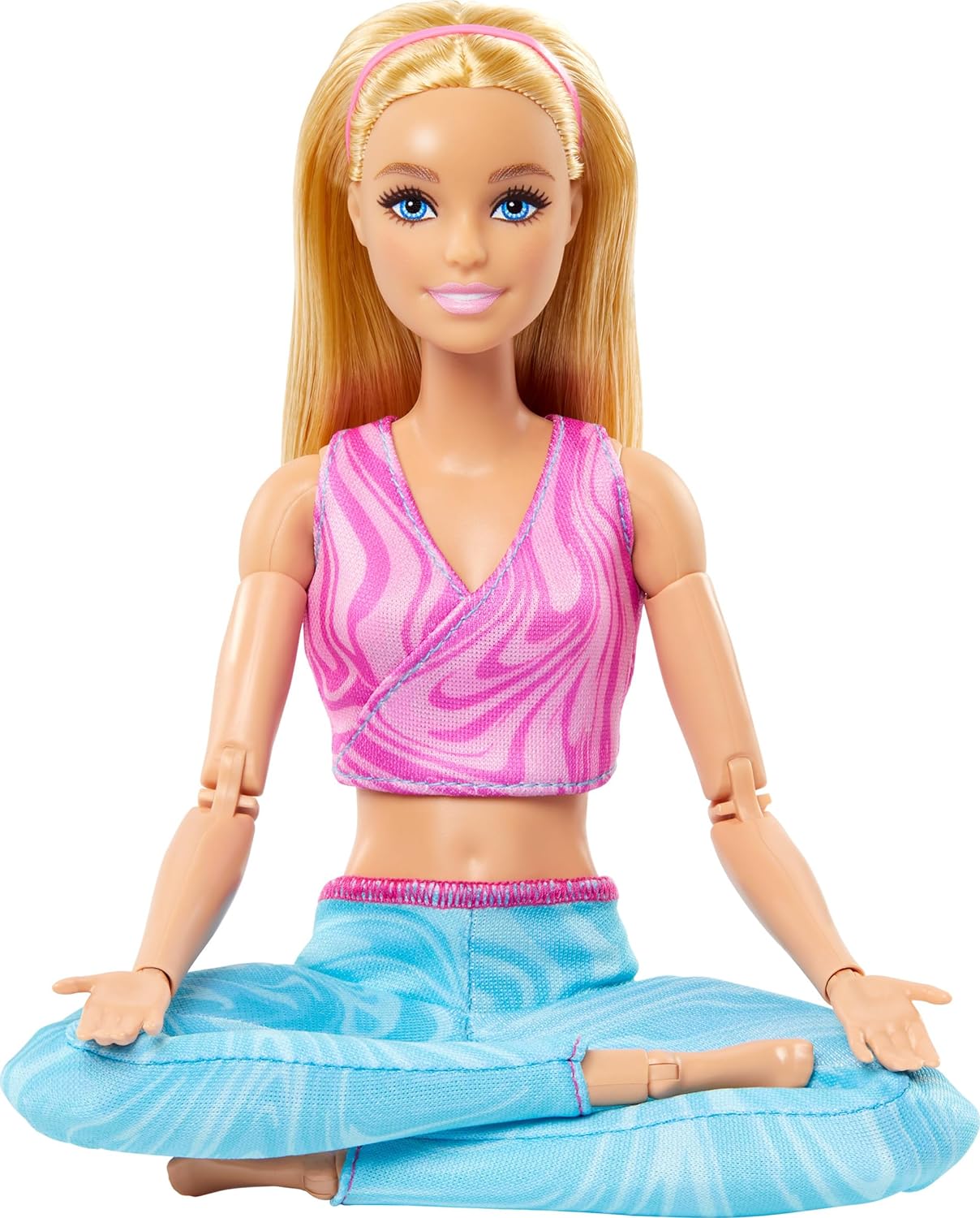 Barbie Made to Move Fashion Doll with Blonde Hair Wearing Removable Pink Sports Top & Blue Yoga Pants, 22 Bendable “Joints”