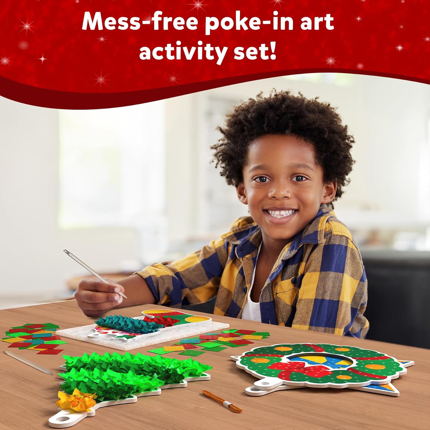 Skillmatics Art & Craft Activity - Poke-in Art DIY Christmas Decor, Mess-Free Art for Kids, DIY Craft Kits, Creative Activity, Fine Motor Skills