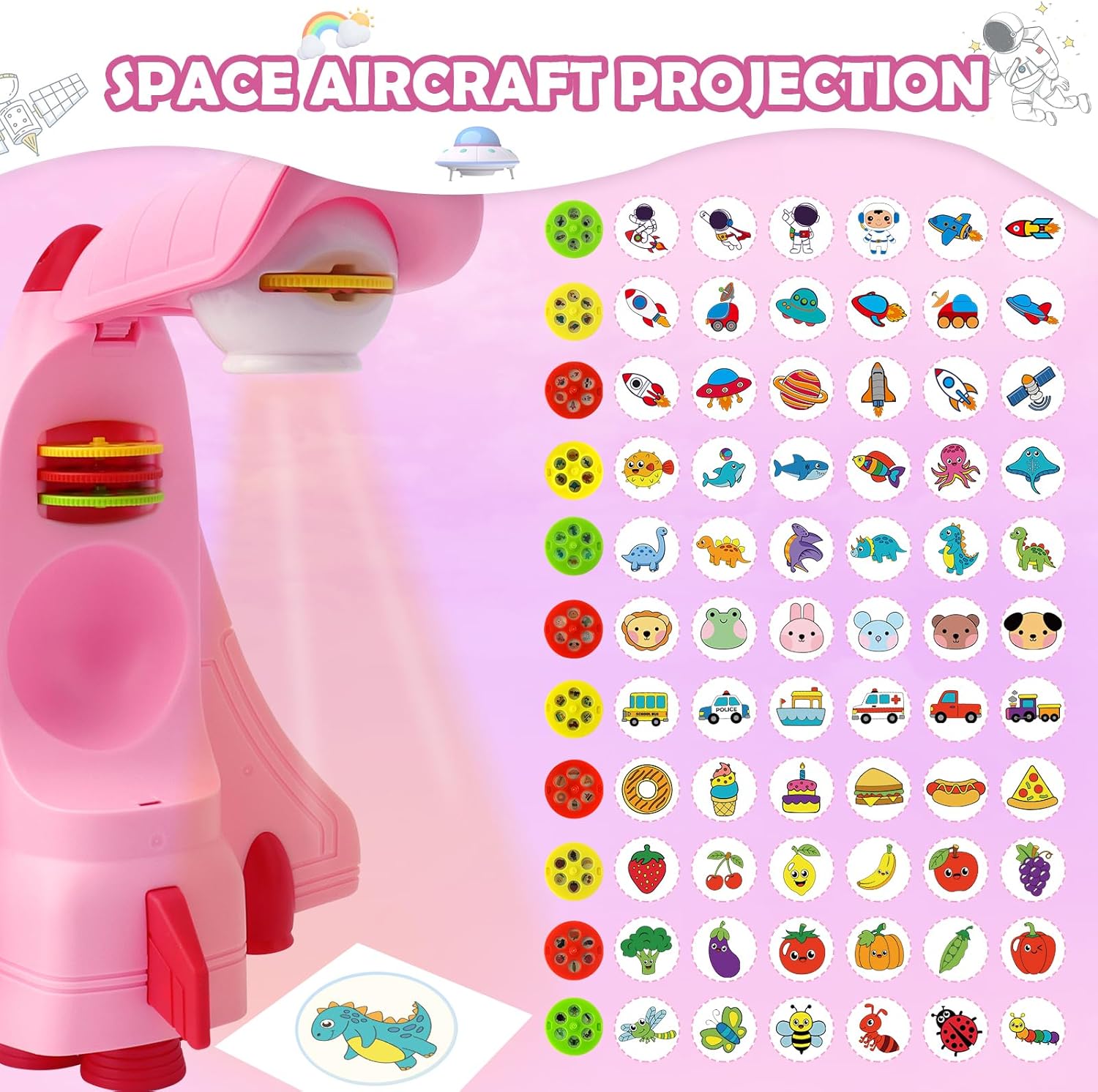 Drawing Projector for Kids, Projection Drawing Board, Space Shuttle Drawing Projector for Kids with Rocket Ship Toys for Kids