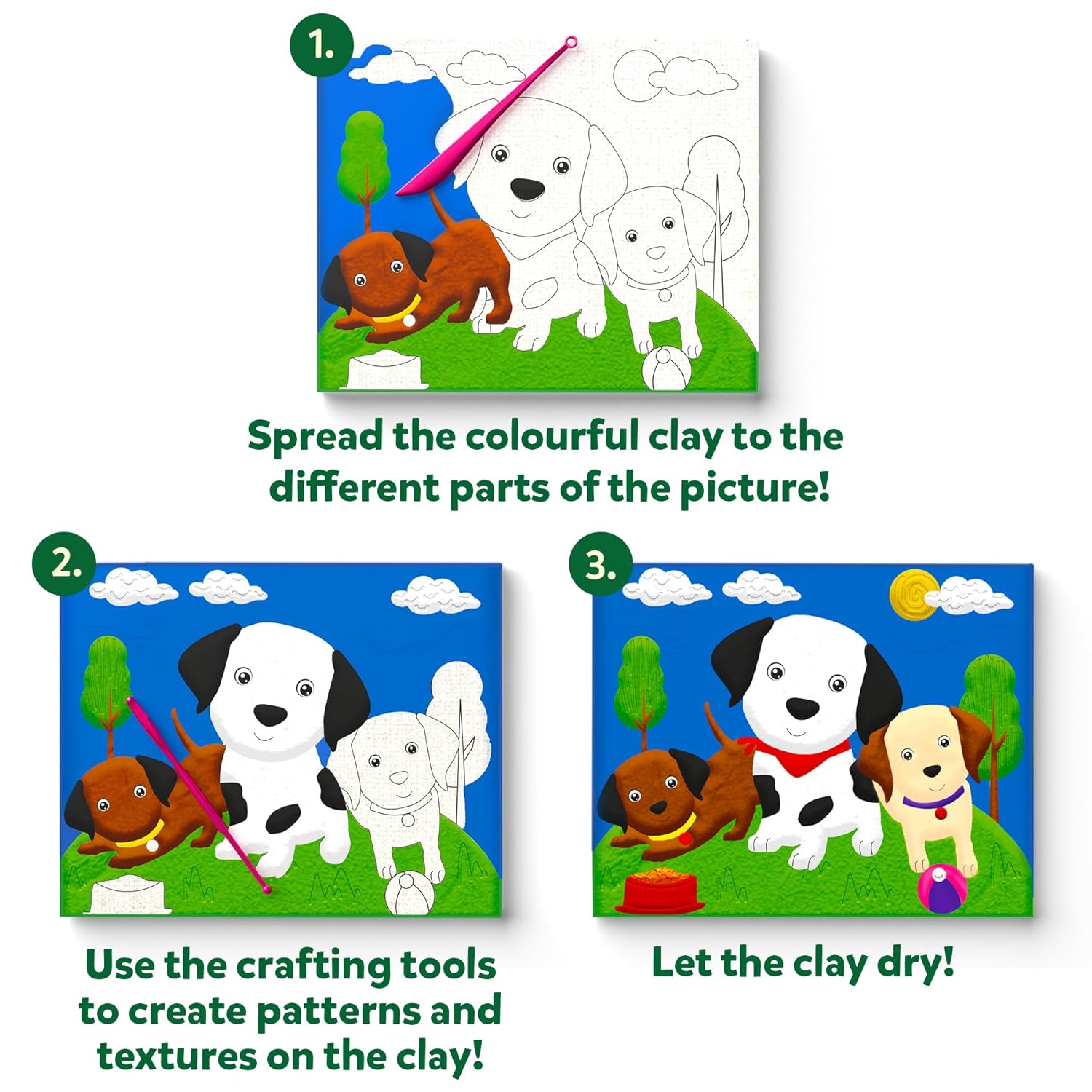 Skillmatics Art & Craft Kit - Colour with Clay, No Mess Art, Create A Clay Canvas of Pups at The Park