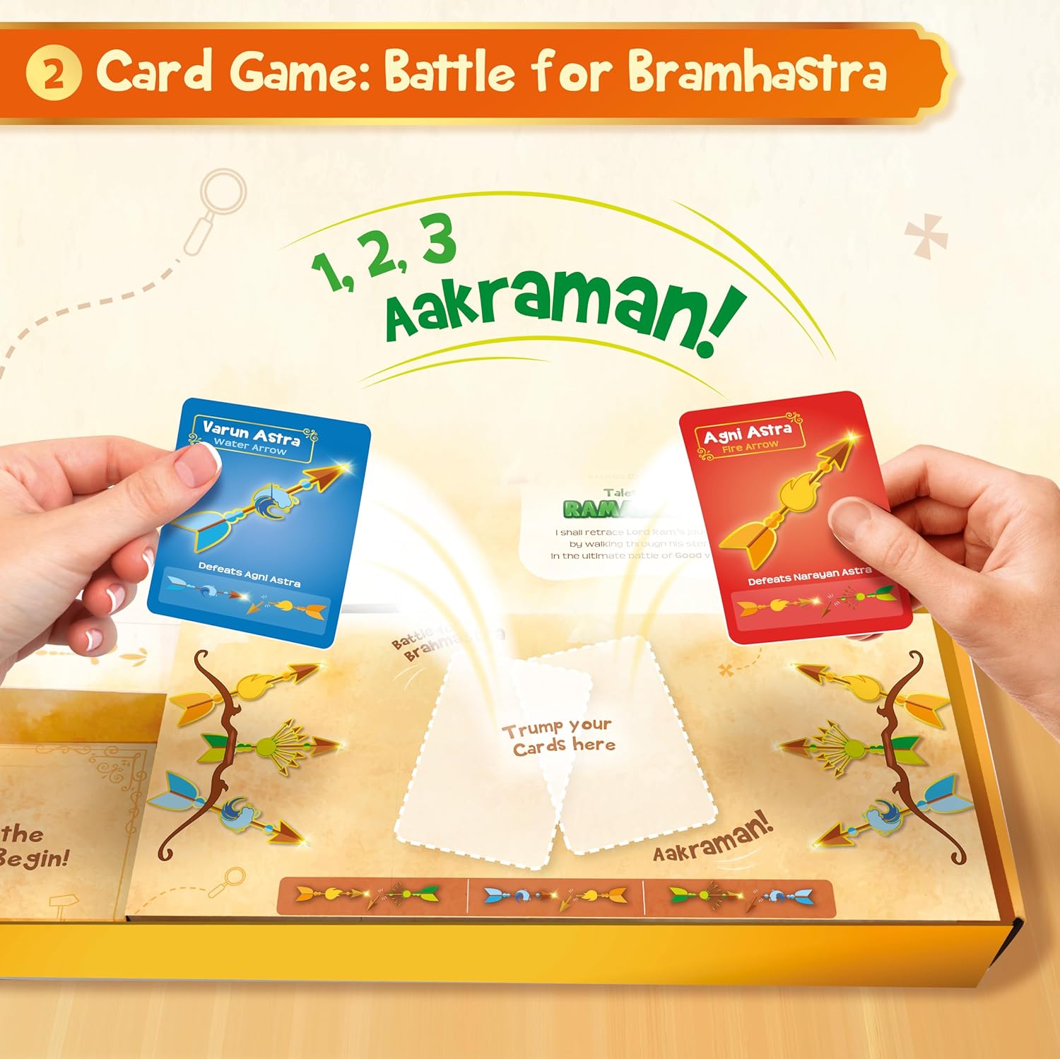 Imagimake Mapology Tales of Ramayana | 3-in-1 Fun Family Board Game | Magnetic Path Puzzle | Ramayana Storybook | Trump Cards | Gifts for Kids (Age 8-12)