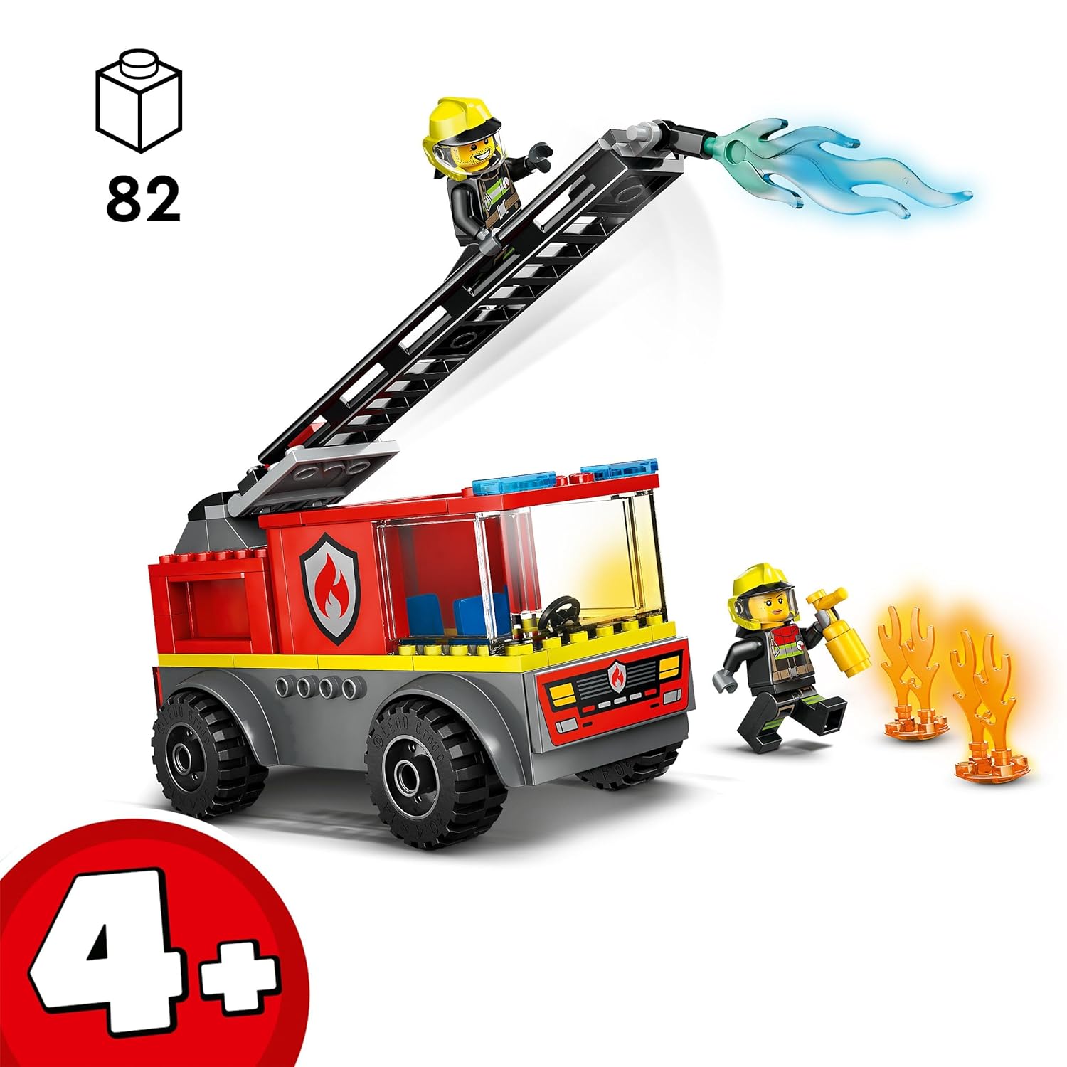 LEGO City Fire Ladder Truck, Firefighter Toy Vehicle Gift for Kids 60463 Building Blocks Toys for 4+ Gift for Boys and Girls