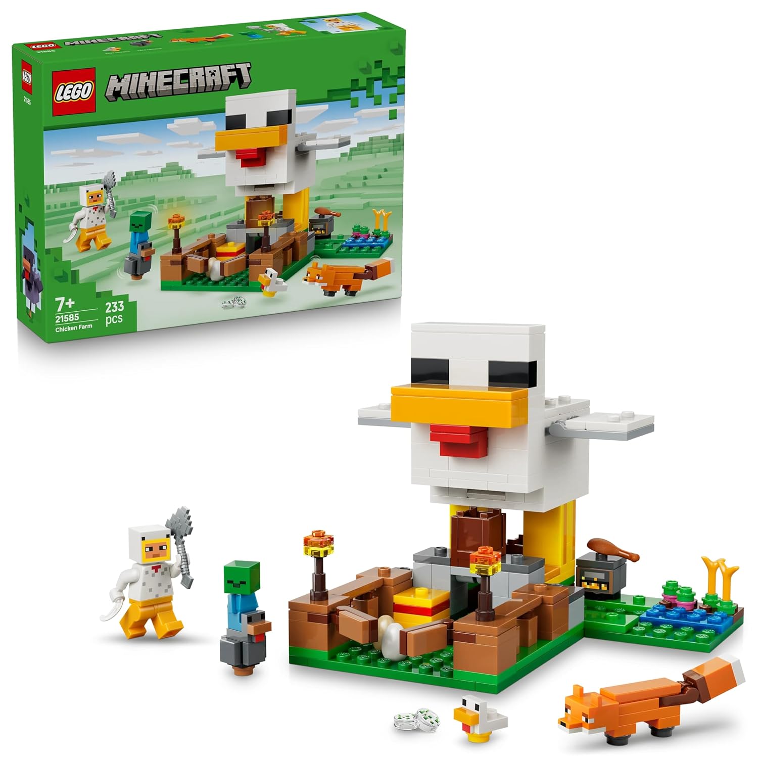 LEGO Minecraft Chicken Farm - Gaming Building Toy with Animal Figures and Chicken Coop - 21585
