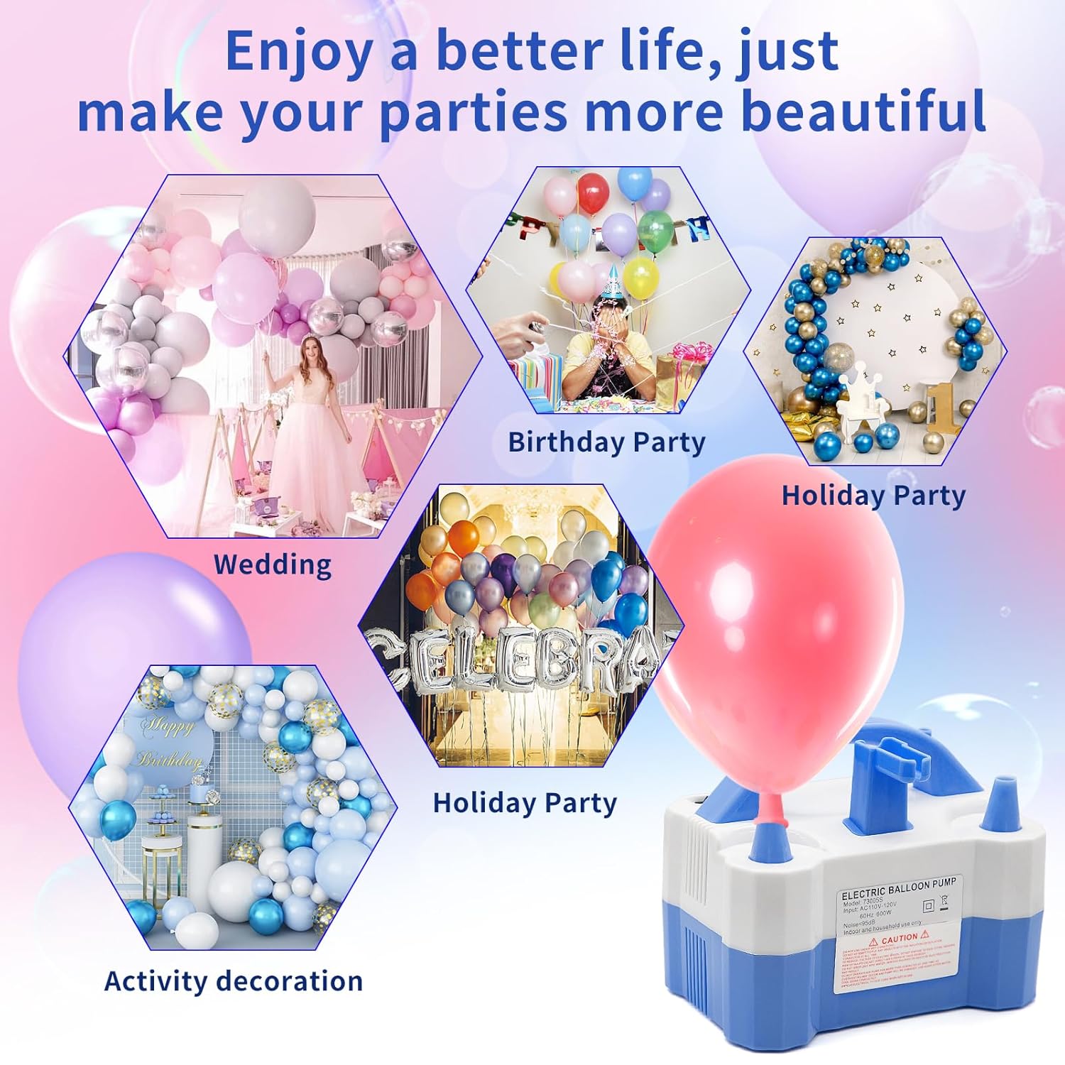 Electric Balloon Pump 73005 Electric Air Balloon Pump 110V 600W Balloon Blower Inflator for Kids (Multicolor)