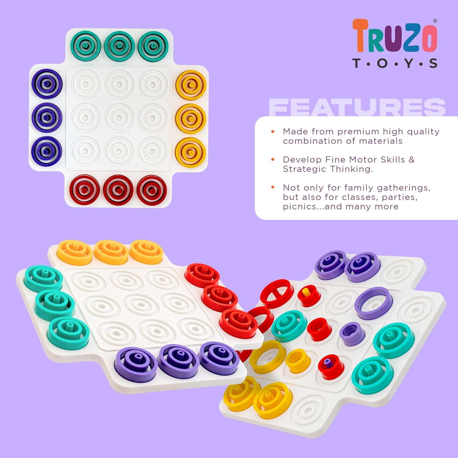 Truzo Krazy Rings | Brain Game Toy Jigsaw Intelligence Puzzle | Educational Puzzle Game for Kids | 3D Board Game with Colorful Rings | Multicolor