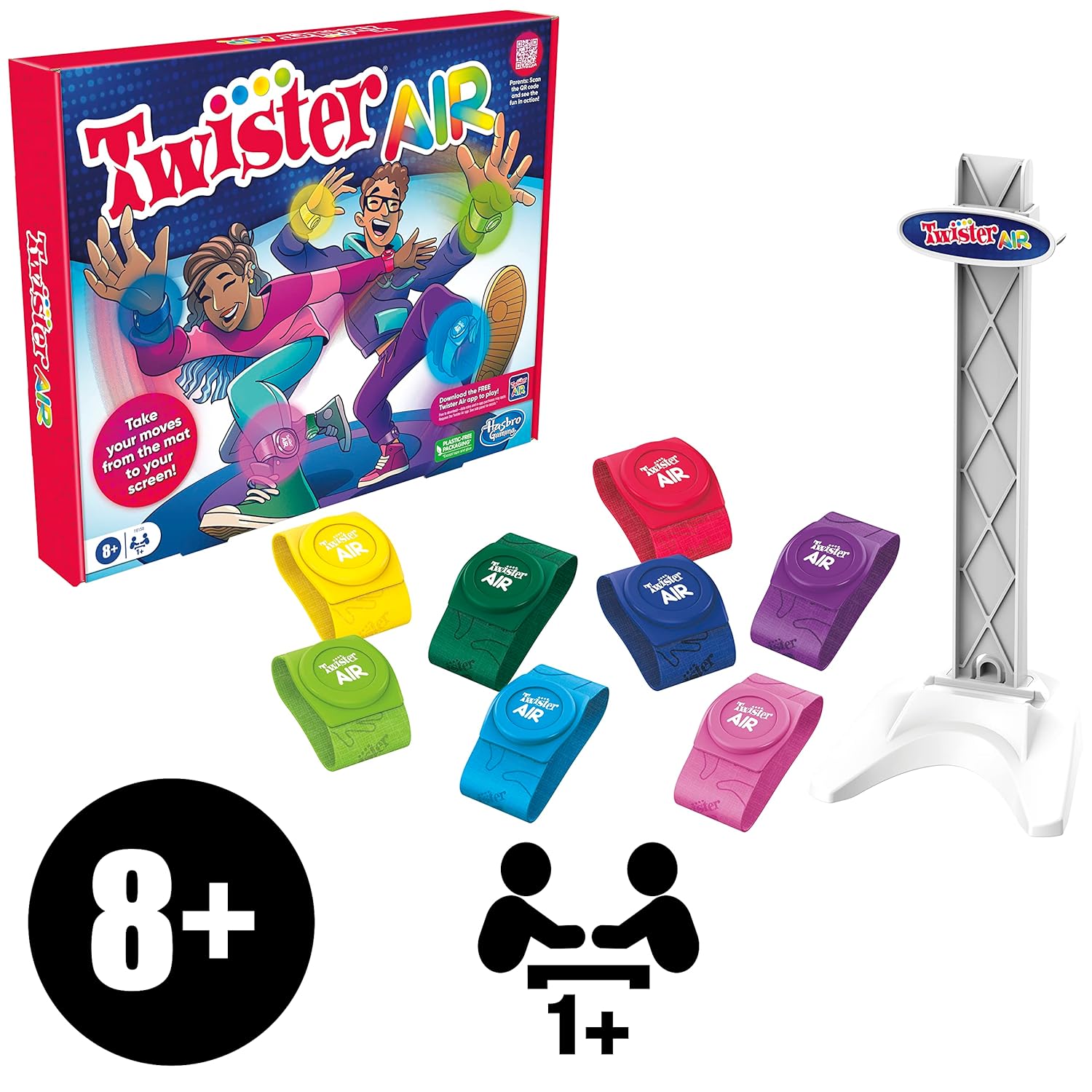 Hasbro Twister Air Game | Ar App Play Game with Wrist and Ankle Bands | Links to Smart Devices | Active Party Games for Kids and Adults | Multicolor