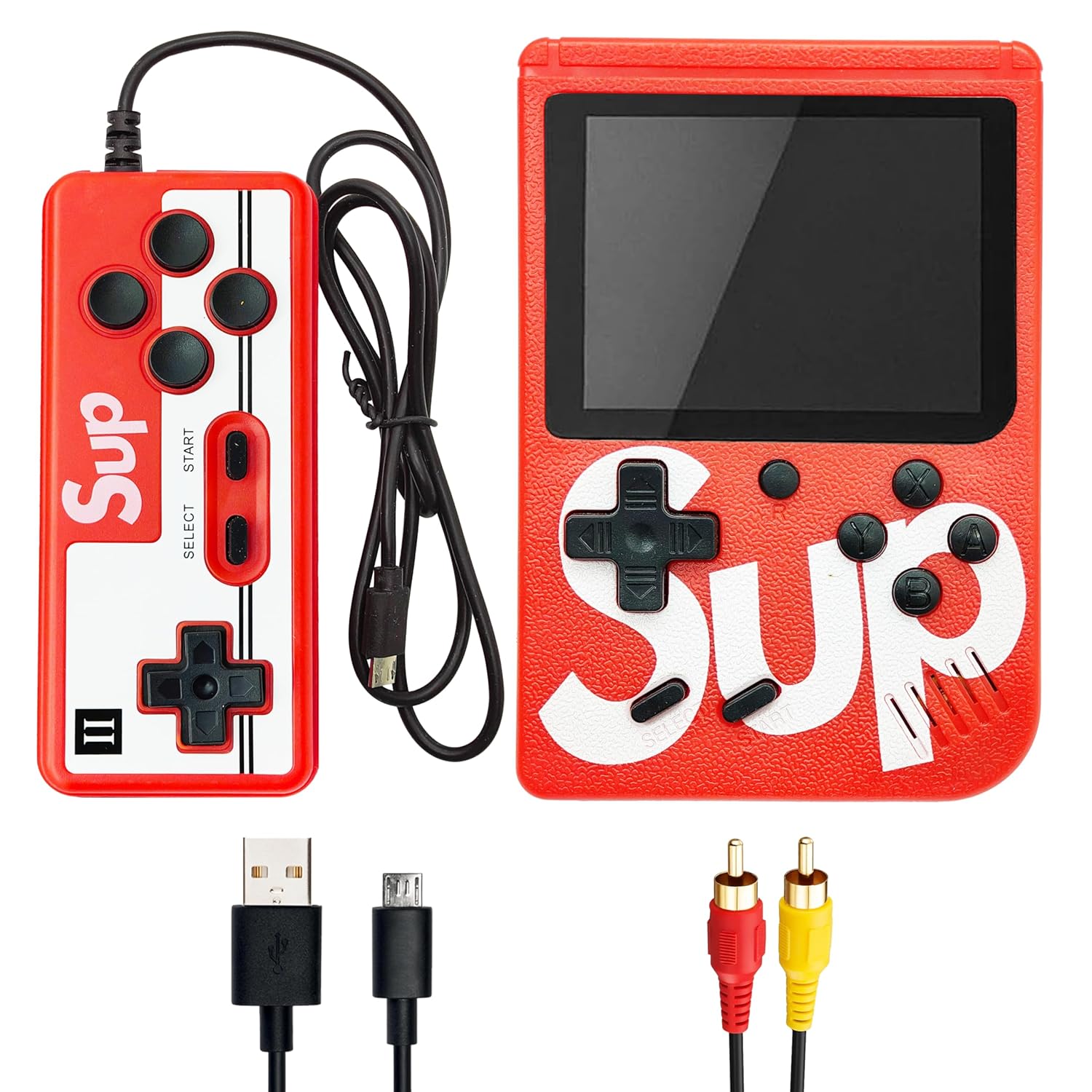 Two Player 400 in 1 Handheld Video Game Console for Kids – Retro Portable Console with Built-in Classic Games, Rechargeable Battery, Gift for Boys & Girls - Color As Per Stock