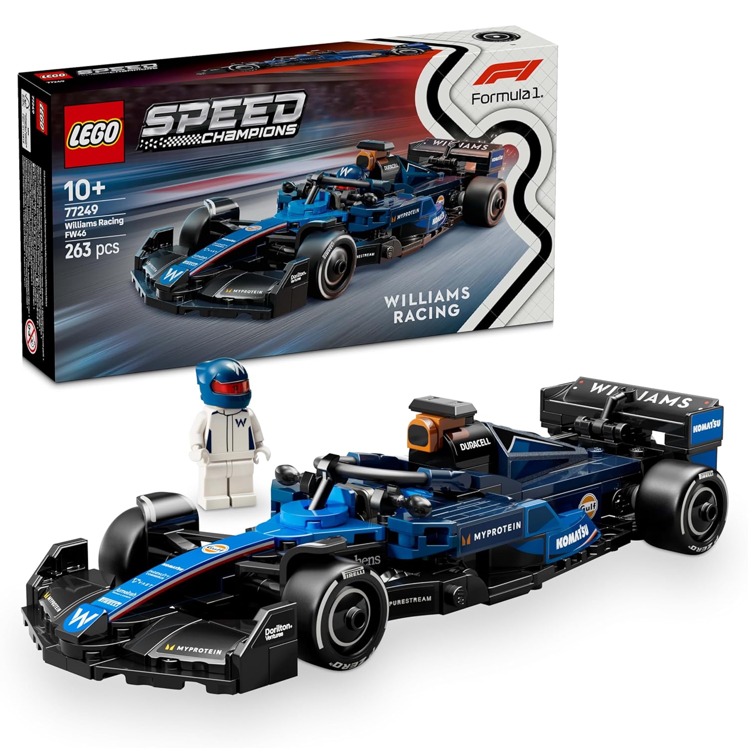 LEGO Speed Champions Williams Racing FW46 F1 Race Car Vehicle Set 77249 Building Blocks Toys for 10+ Gift
