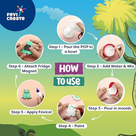 Fevicreate DIY Mould and Paint Jungle Animals Craft kit | Kids DIY Craft 5 Years | DIY Craft and Paint kit