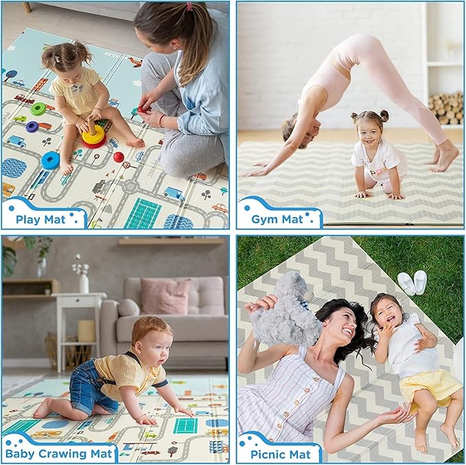 Waterproof Portable Double Side Soft | Baby Play Mat - Multicolor