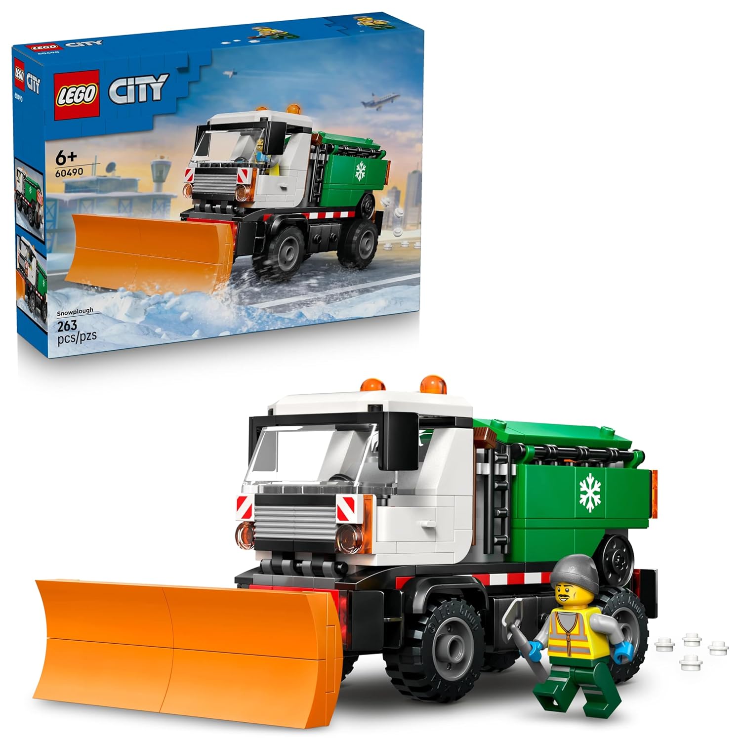 LEGO City Snowplow Truck Toy Vehicle - Model Truck Building Kit with Driver Minifigure - 60490