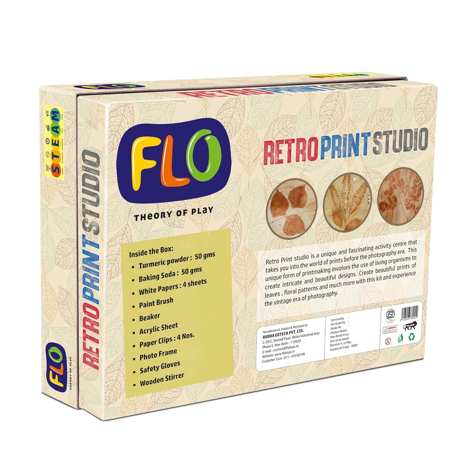 FLO Toys Retro Print Studio Art Kit for Kids & Adults | Create Vintage Leaf & Flower Sun Prints | DIY Botanical Nature Printmaking Set | Gift for Ages 8+ | Eco-Friendly STEM Craft Kit