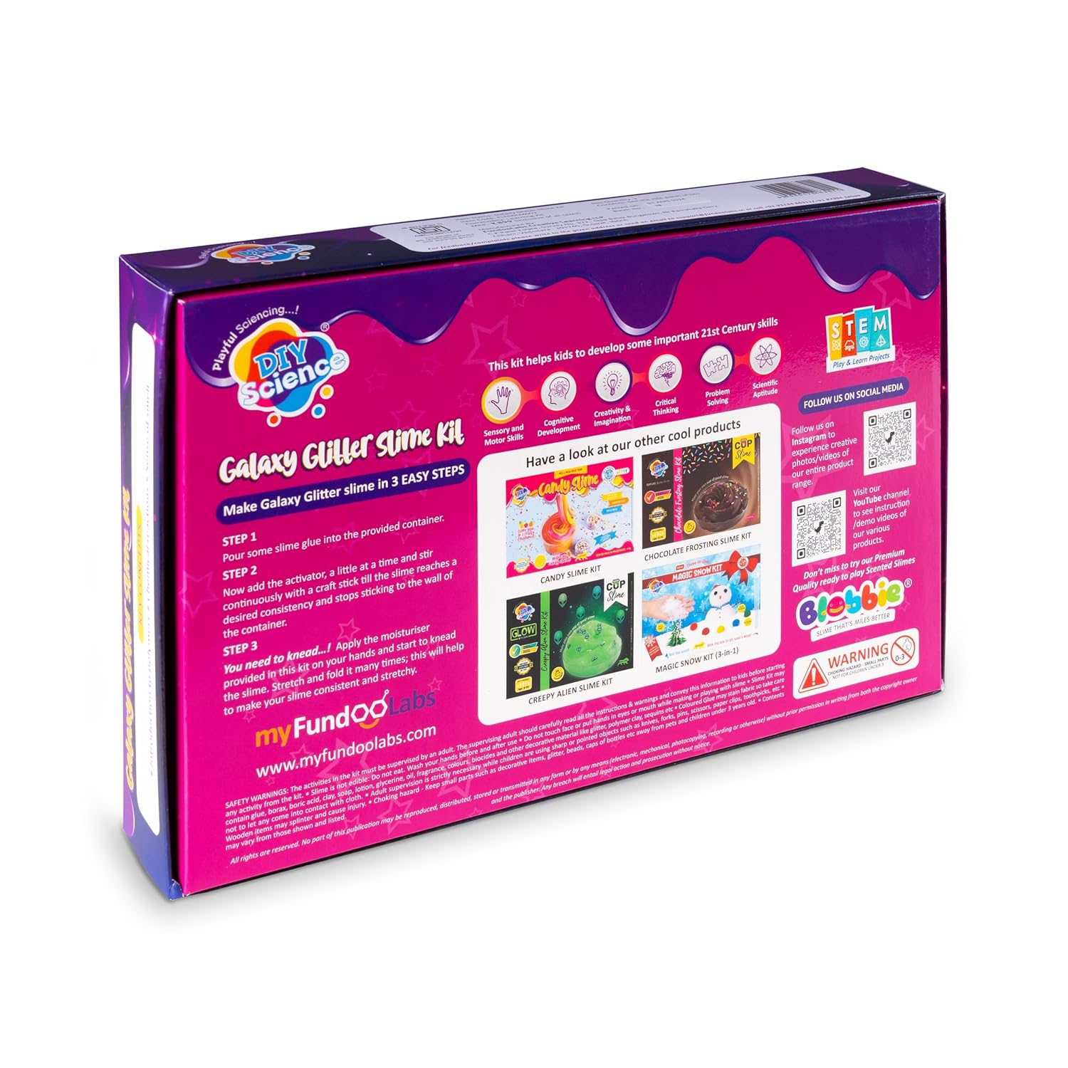 DIYScience Galaxy Glitter Slime Kit | Make Blue, Pink & Purple Scented Slime | 100% Safe & Non Toxic | Glitter | Stars & Unicorns Sprinkles | Smooth & Stretchy