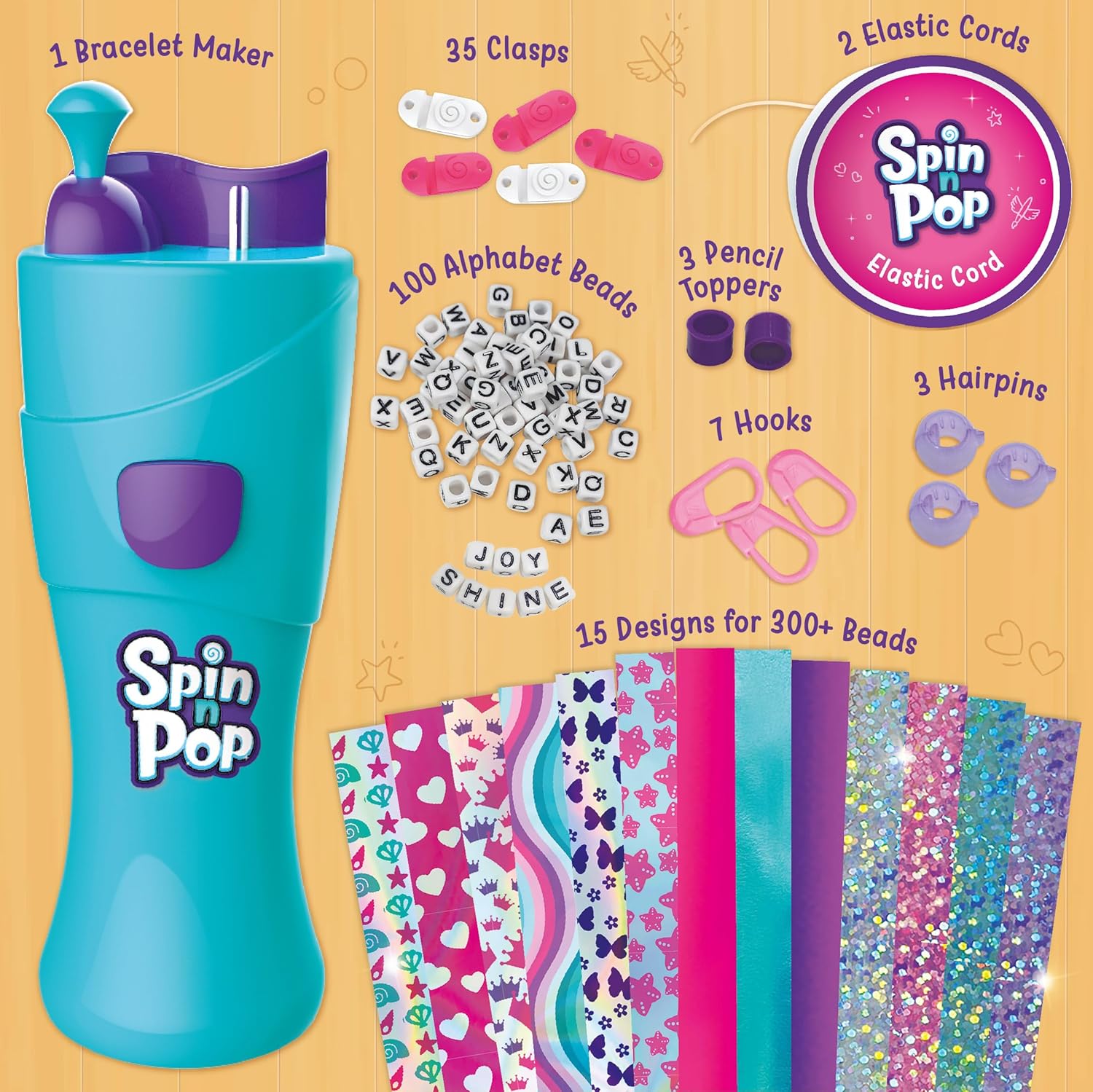 Imagimake Spin n Pop Beads Studio: Bracelets Braids & More| Patented Electric Bracelet Maker| DIY for Kids Ages 8-12| Create 25+ Accessories
