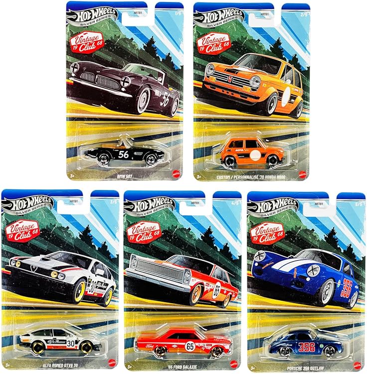 Hot Wheels Silver Series Vintage Club - Pack of 5 Cars - Collector Edition - (HRT81-955J)