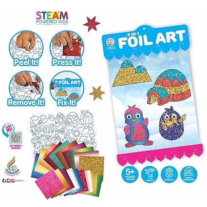Ratna's 3 in 1 Foil Art DIY Creative Activity Kit for Kids - Multicolor