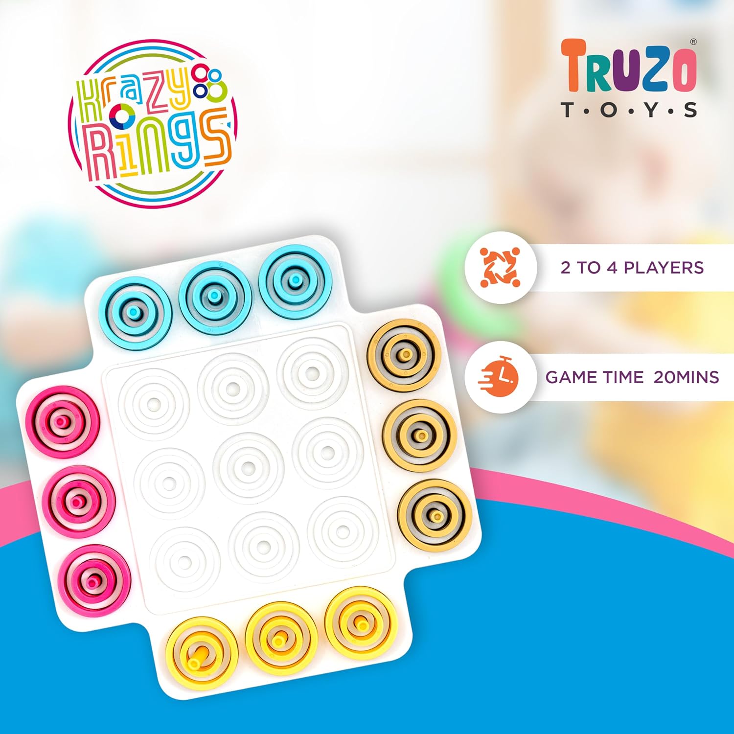 Truzo Krazy Rings | Brain Game Toy Jigsaw Intelligence Puzzle | Educational Puzzle Game for Kids | 3D Board Game with Colorful Rings | Multicolor