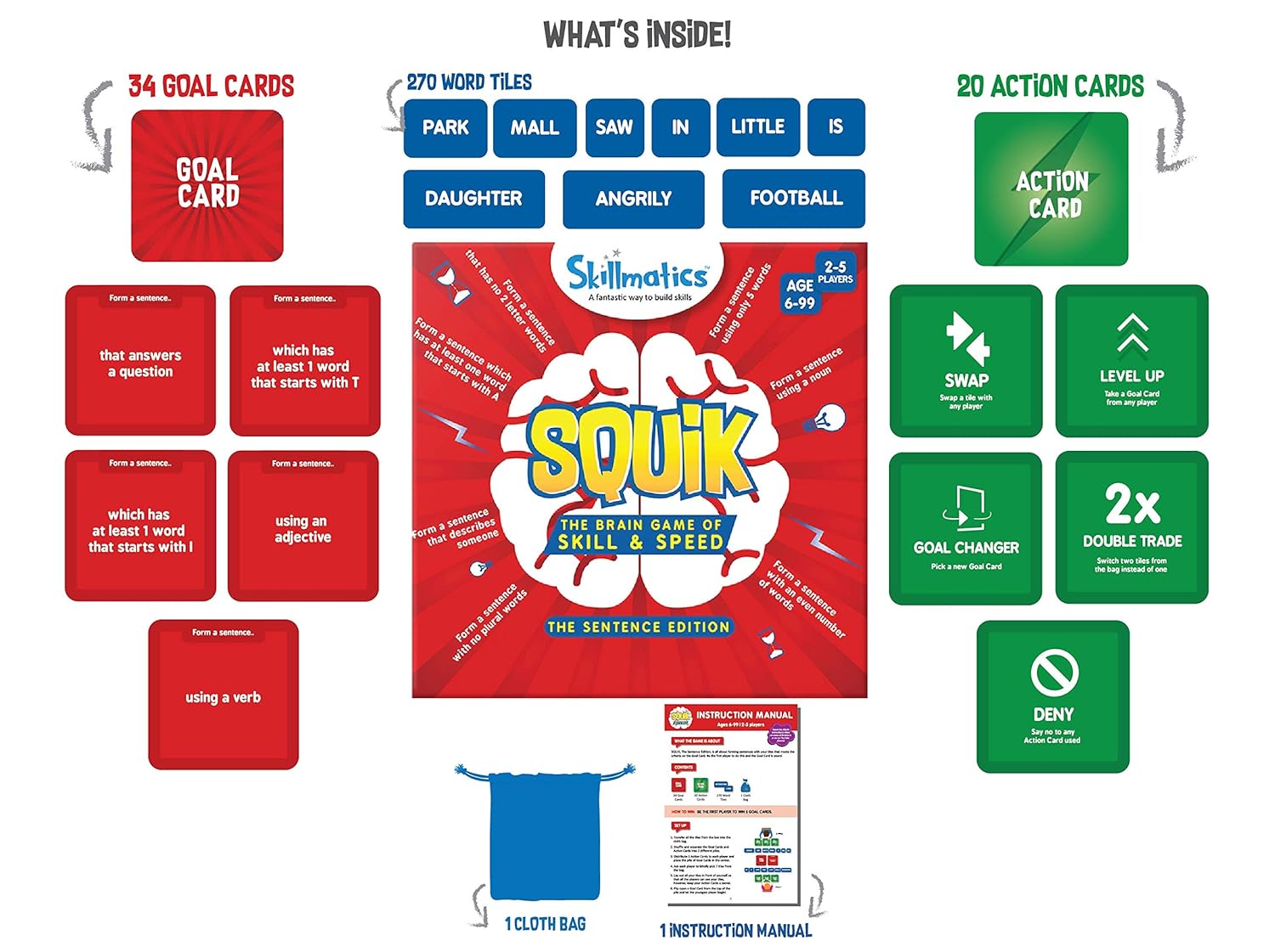 Skillmatics: SQUIK Sentence Edition | Exciting Strategy Game for Kids, Adults, and Families
