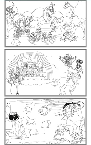 SIMARR 3 In 1 Washable and Reusable DIY Coloring Mat Sketch Drawing Mat for Kids with 12 Colourful pens - Multicolor