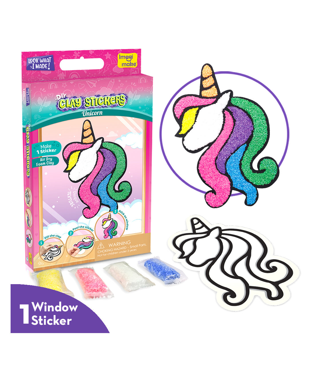 Imagi Make Fleximos Window Art Unicorn Sticker - Multicolour