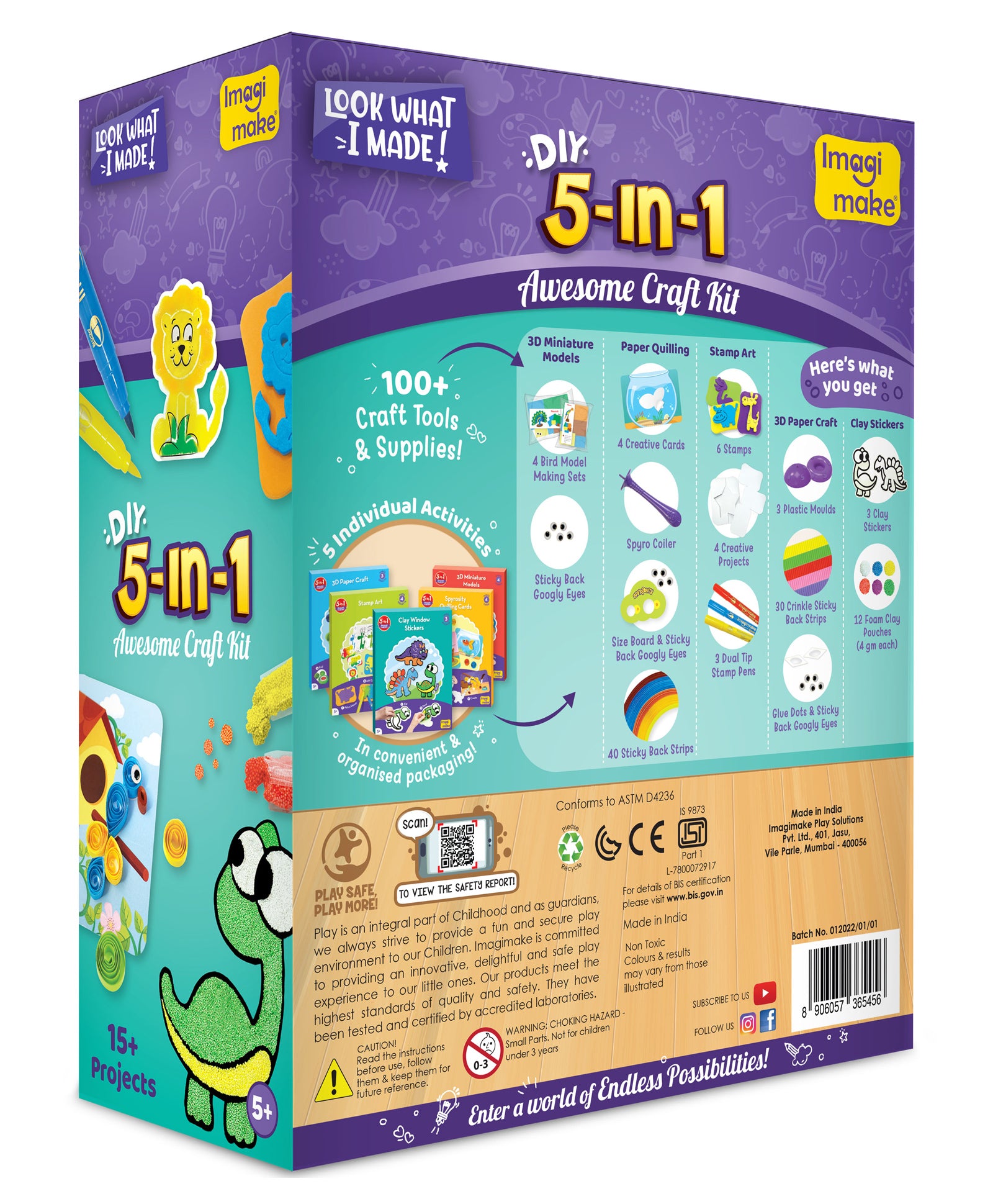 Imagimake 5 in 1 Awesome Craft Kit Multicolor - 63 Pieces