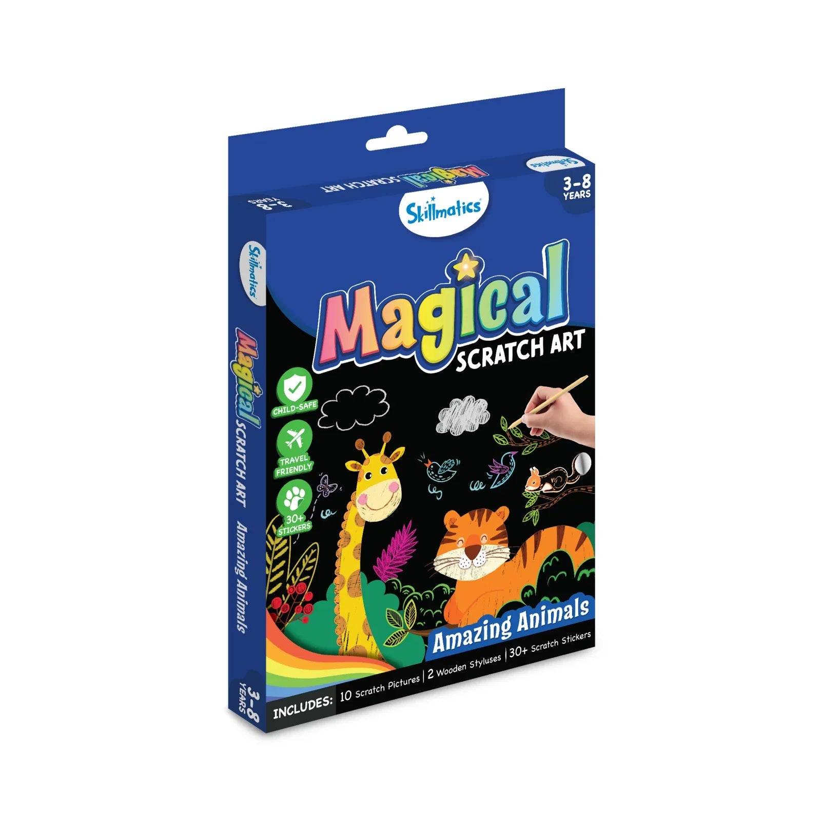 Skillmatics Magical Scratch Art Book: Amazing Animals | Multicolored