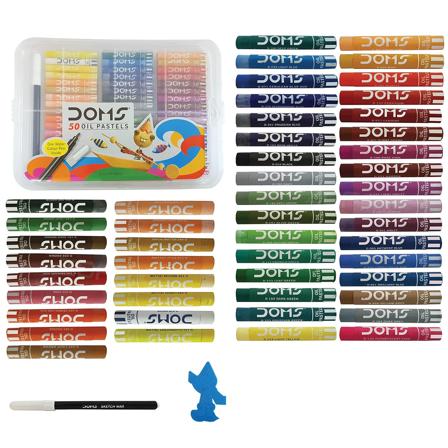 DOMS 50 Shades Oil Pastel With Case | Smooth Color Intermixing For Better Effect  |Free Scrapping Tool | Non-Toxic & Safe For Childrens | Pack Of 2 | Multicolor