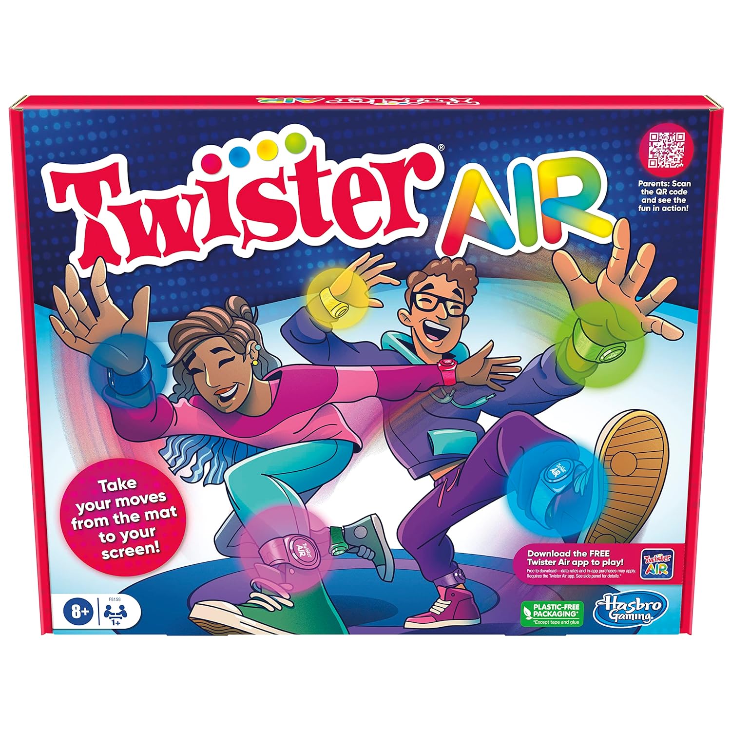 Hasbro Twister Air Game | Ar App Play Game with Wrist and Ankle Bands | Links to Smart Devices | Active Party Games for Kids and Adults | Multicolor