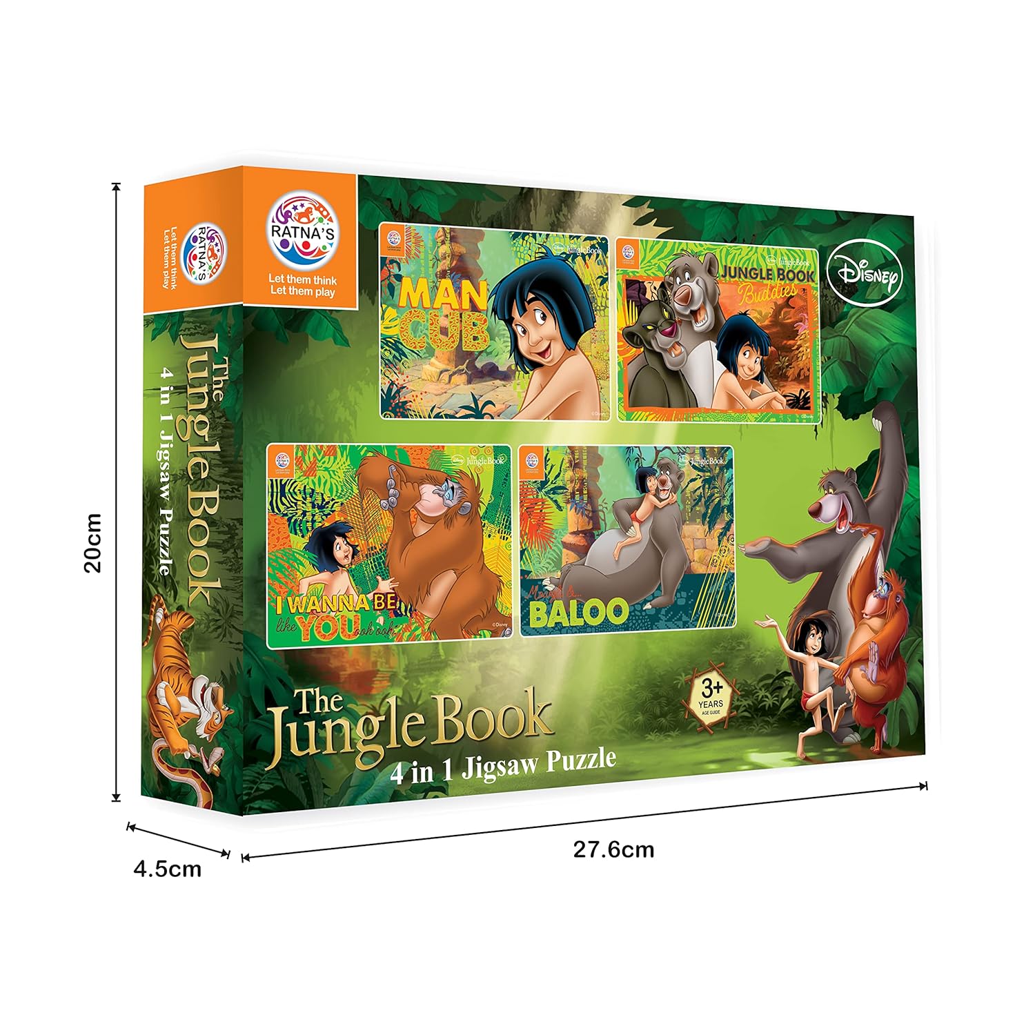 Ratna's 4 in 1 Jigsaw Puzzle 140 Pieces for Kids - The Jungle Book Edition